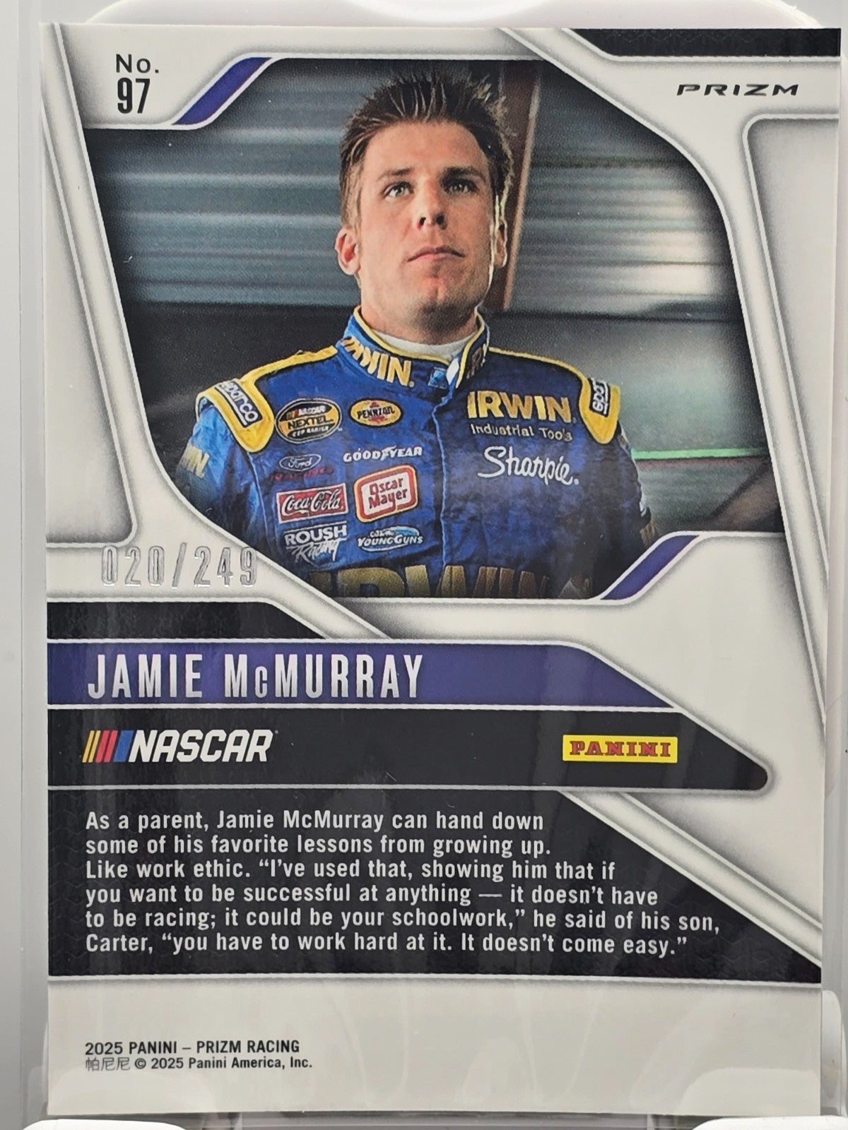 2025 Prizm Nascar Racing - #97 Jamie McMurray - Red Prizm /249