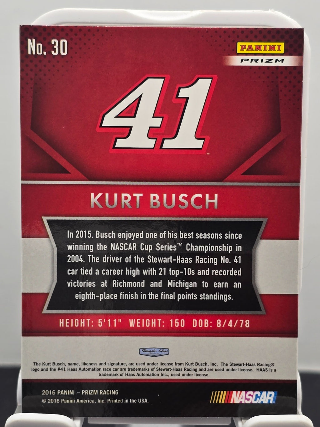 2016 Prizm Racing - #30 Kurt Busch - Red, White & Blue Prizm SP