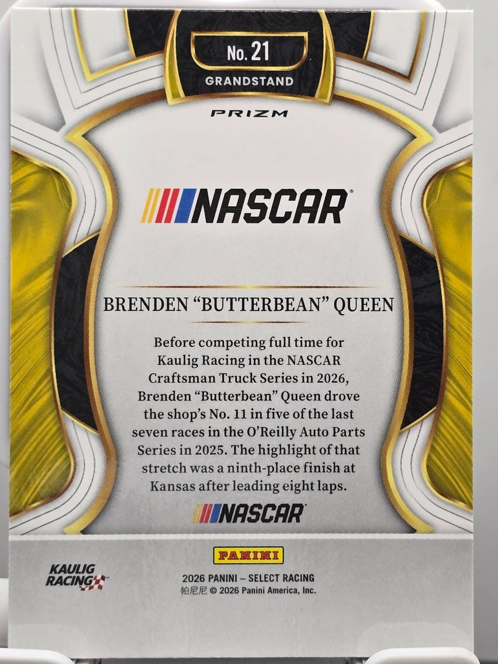 2026 Select Racing - #21 Brenden Queen - Orange Cracked Ice - Buy 3 Get 1 Free!