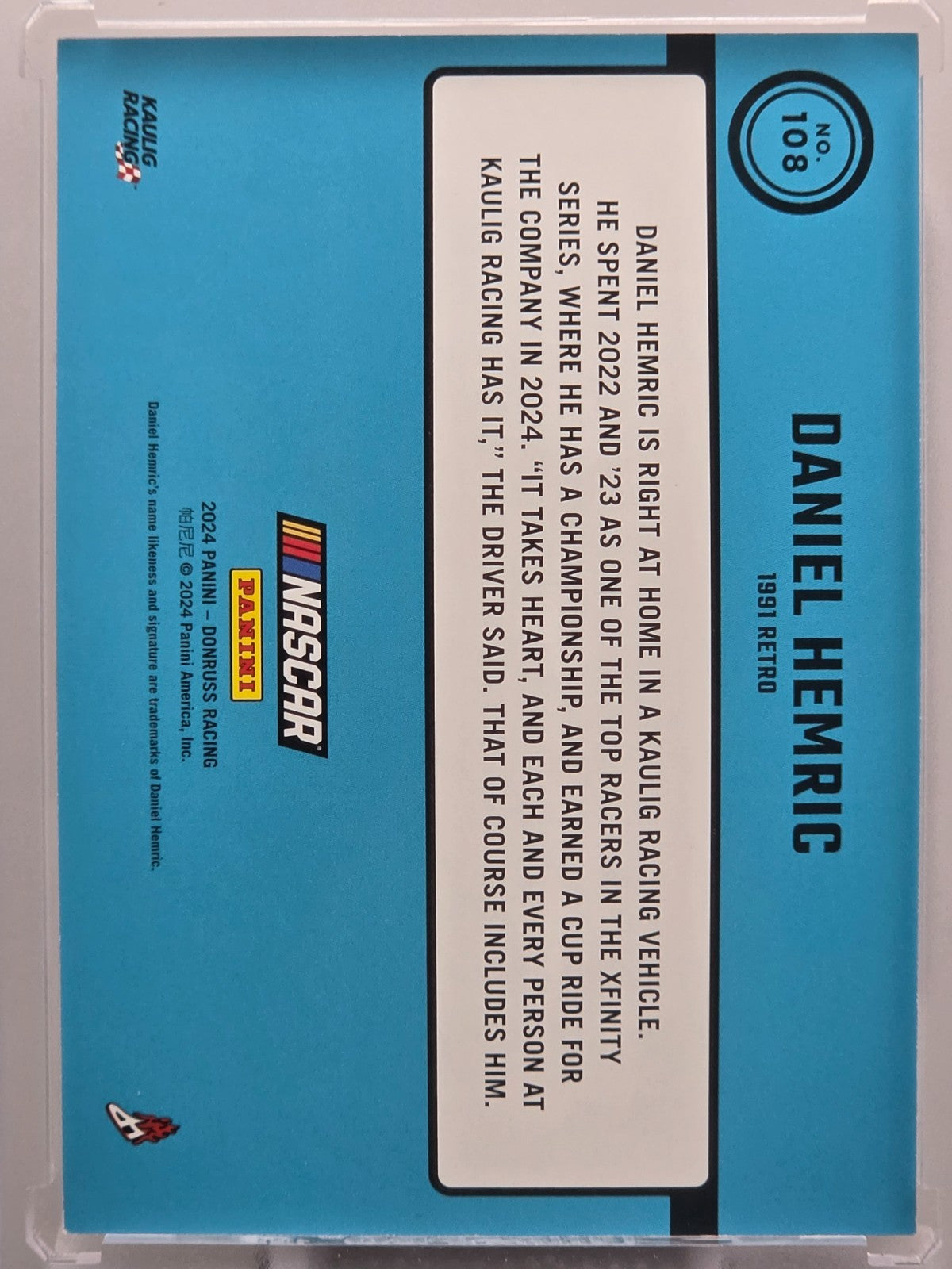 2024 Panini Donruss - Daniel Hemric - Throwback Purple /99 - #108 - Buy 3 Get 1