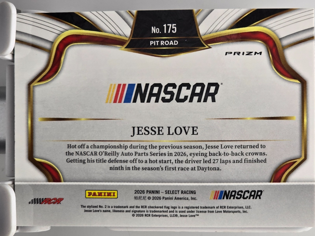 2026 Select Racing - #175 Jesse Love - Pitroad- Tri-Color - Buy 3 Get 1