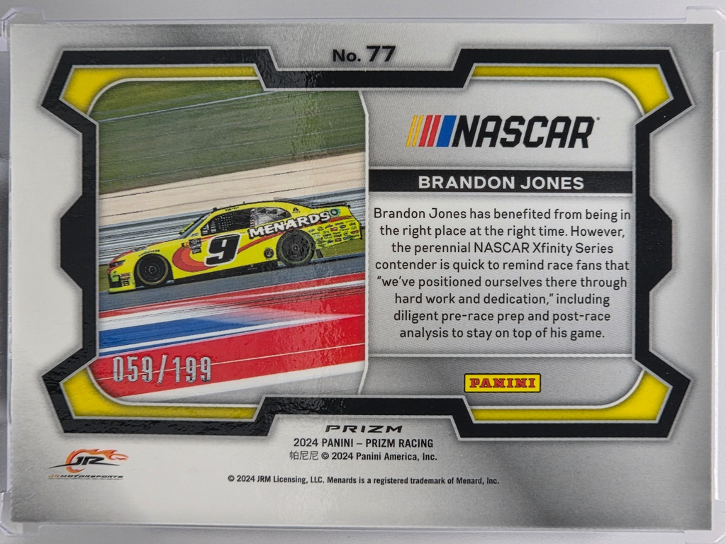 2024 Prizm Racing - Brandon Jones - Blue /199 - #77 - Buy 3 Get 1 Free!
