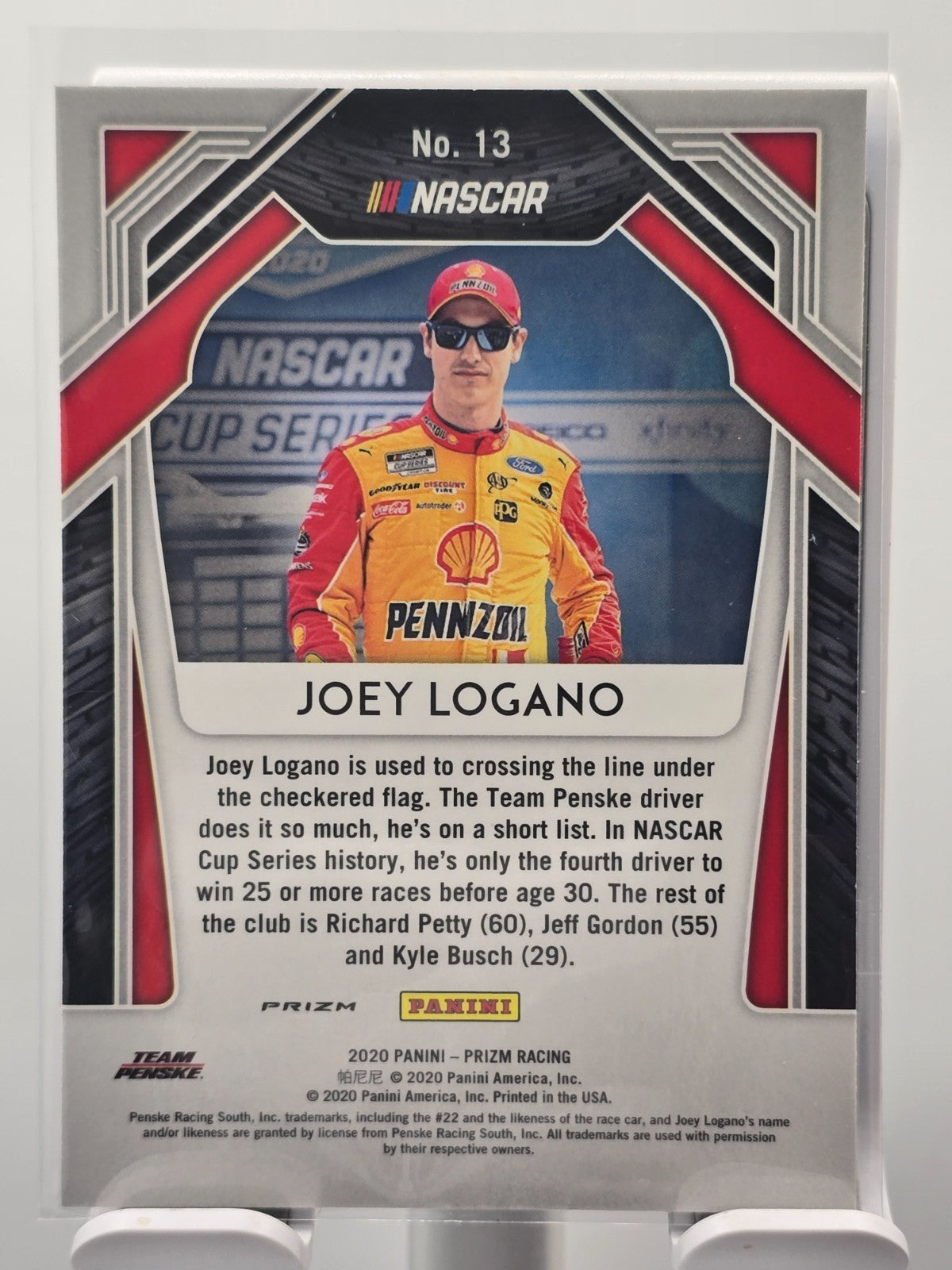 2020 Panini Prizm  - #13 Joey Logano - Blue Hyper Prizm