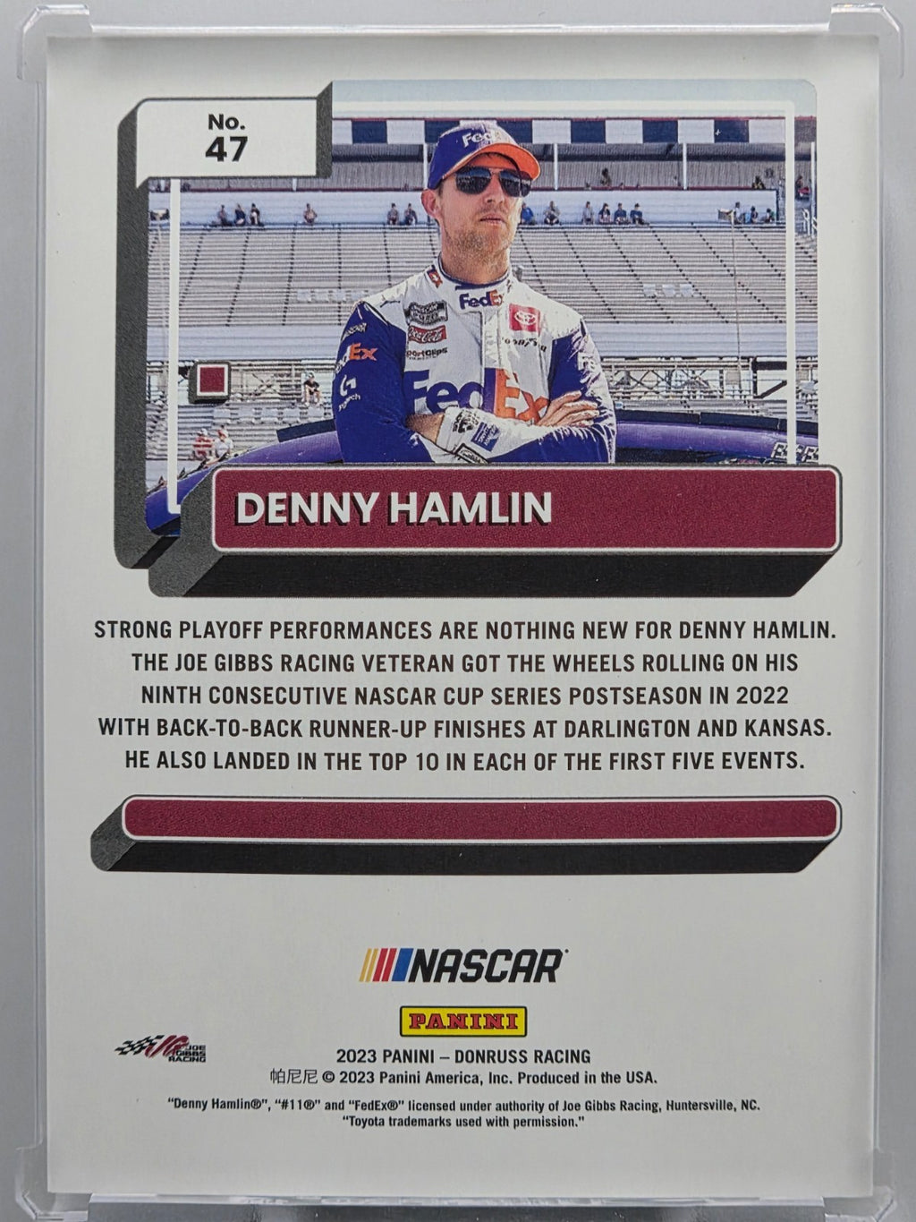 2023 Panini Donruss - Denny Hamlin - Navy Blue /199 - #47 - Buy 3 Get 1