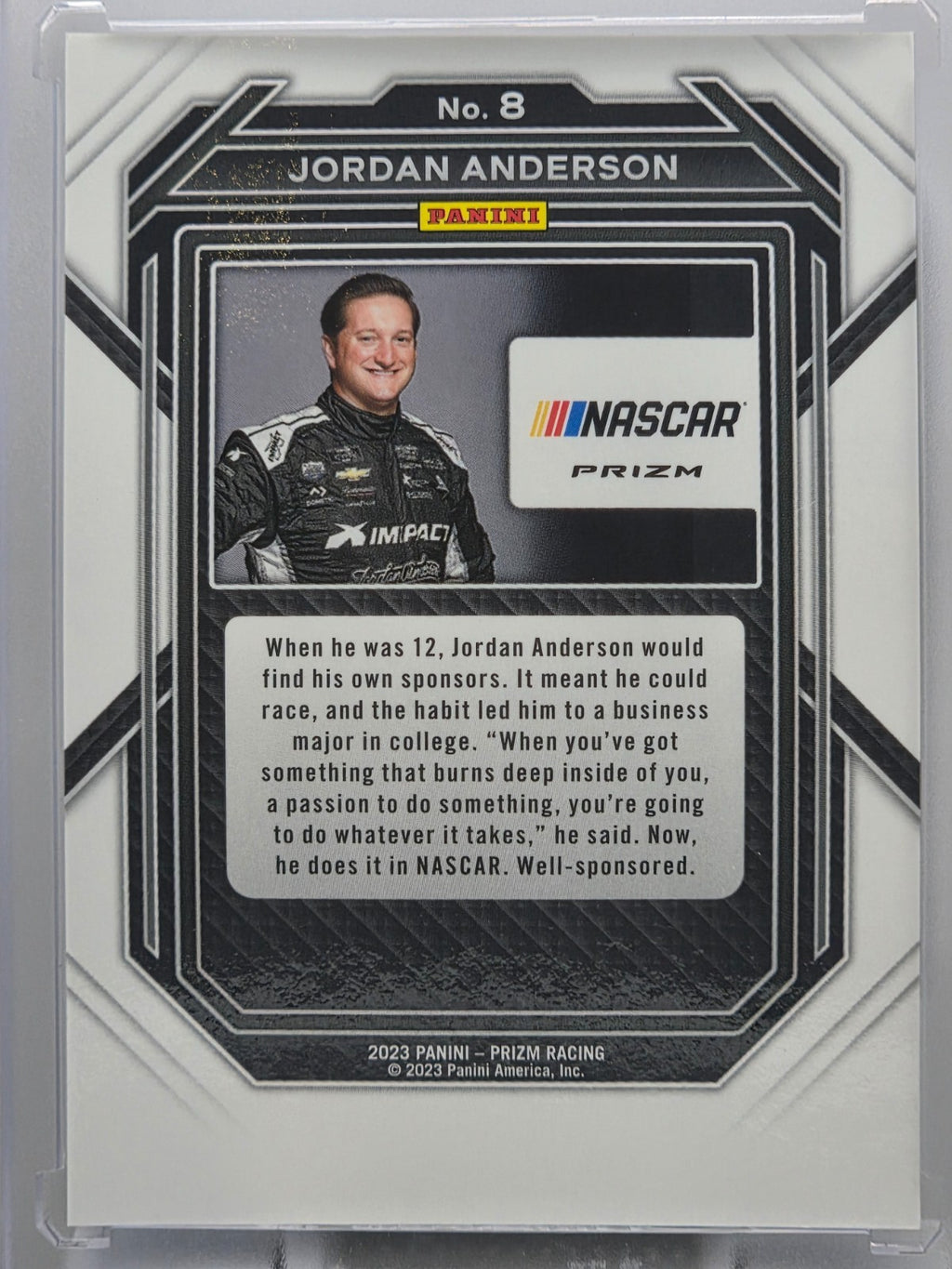 2023 Prizm Racing - Jordan Anderson (RC) - Blue & Carolina Blue Hyper Prizm - #8
