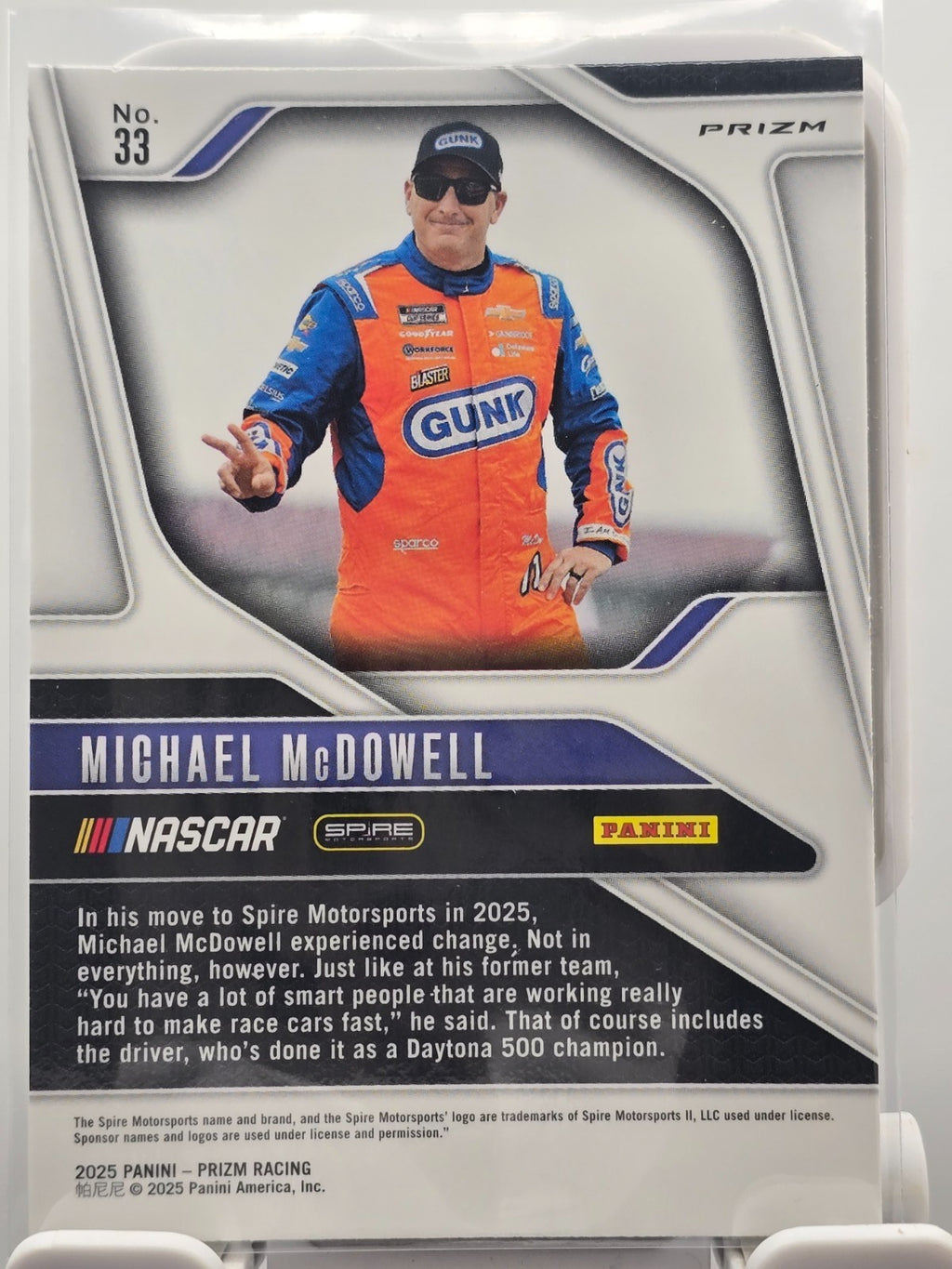 2025 Prizm Racing - #33 Michael McDowell -  Silver Prizm