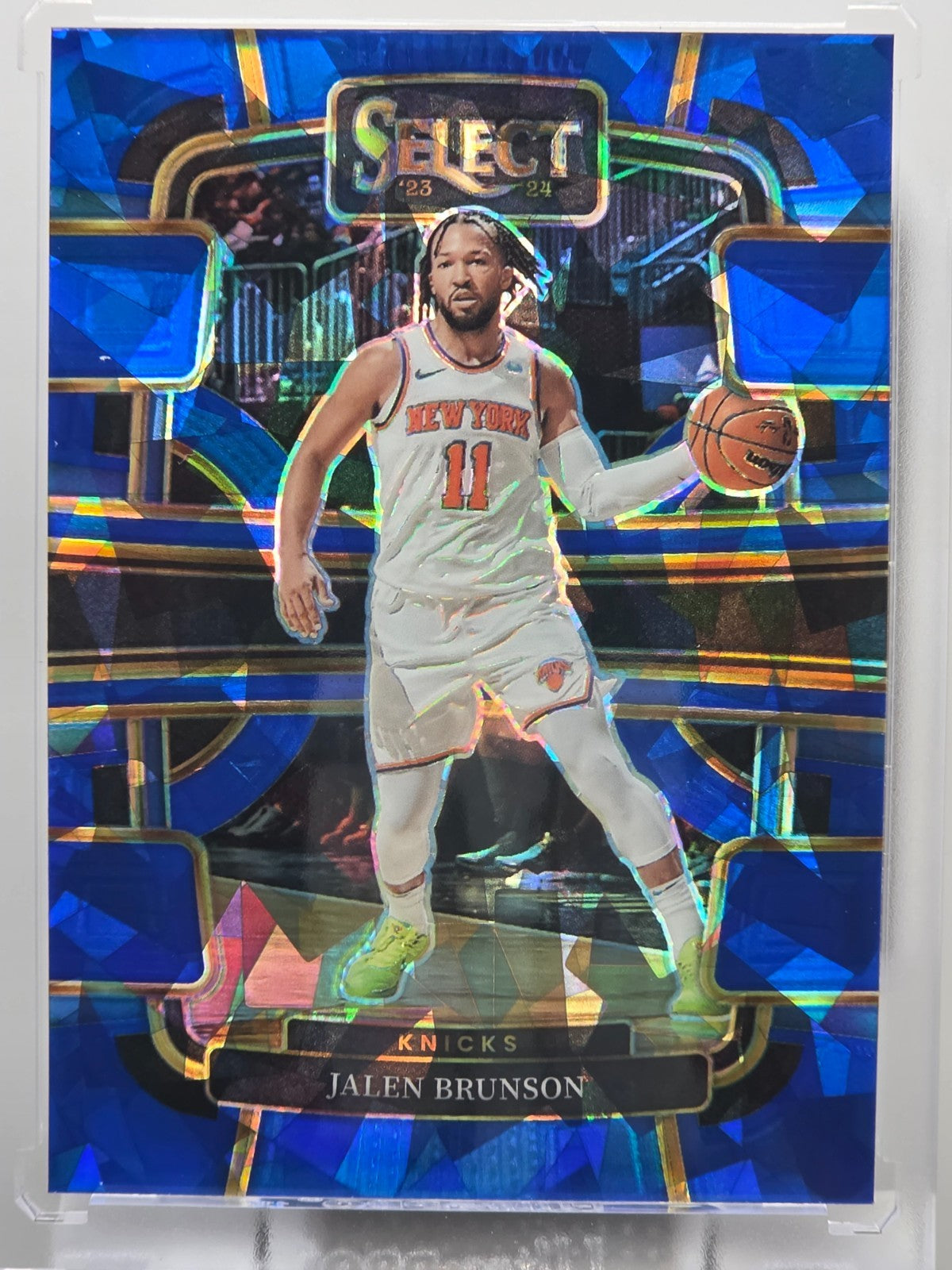 2023-24 Panini Select - Jalen Brunson - Blue Cracked Ice Prizm - #7