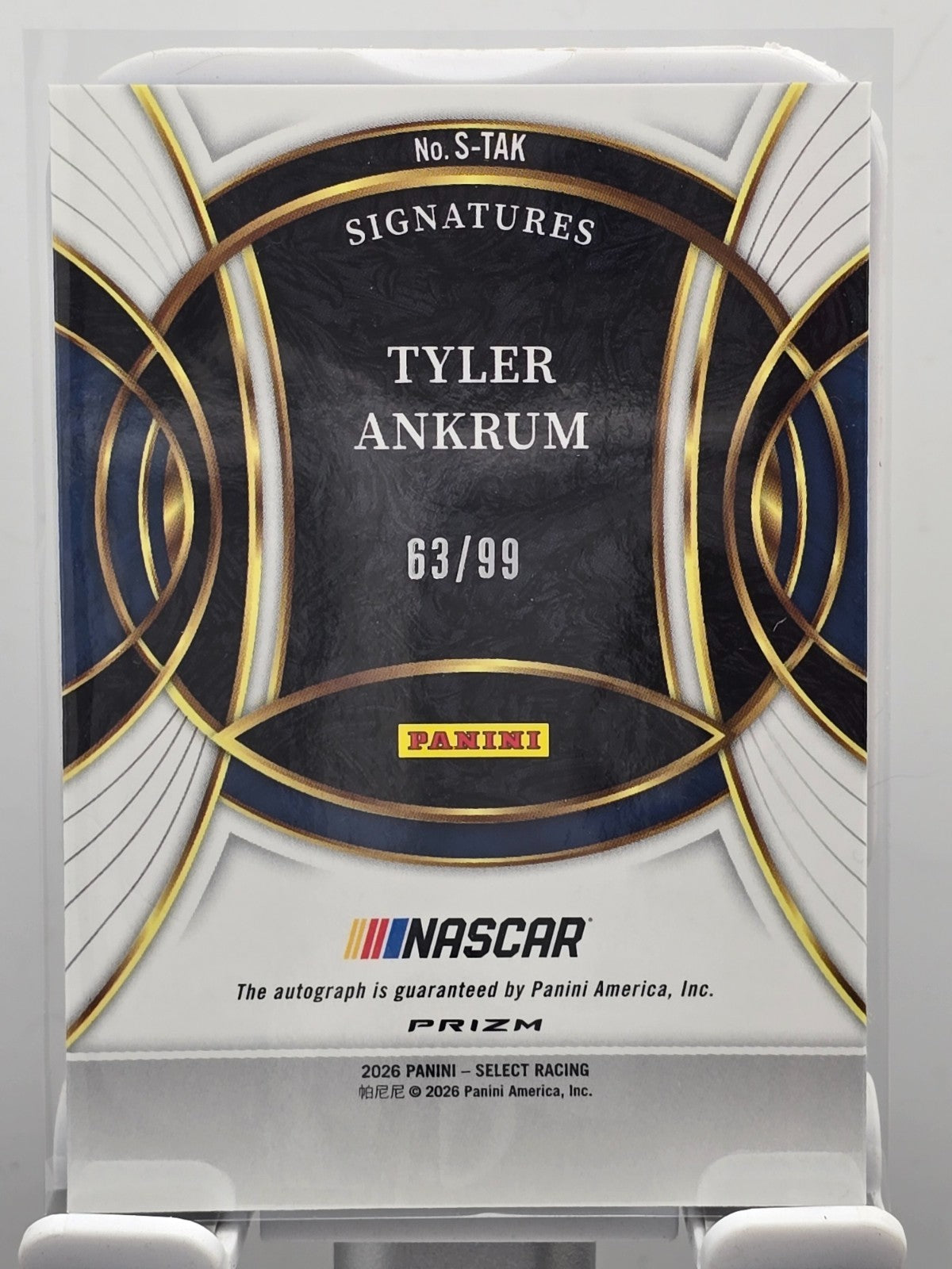 2026 Select Signatures - Tyler Ankrum - #S-TAK - Autograph - Blue /99