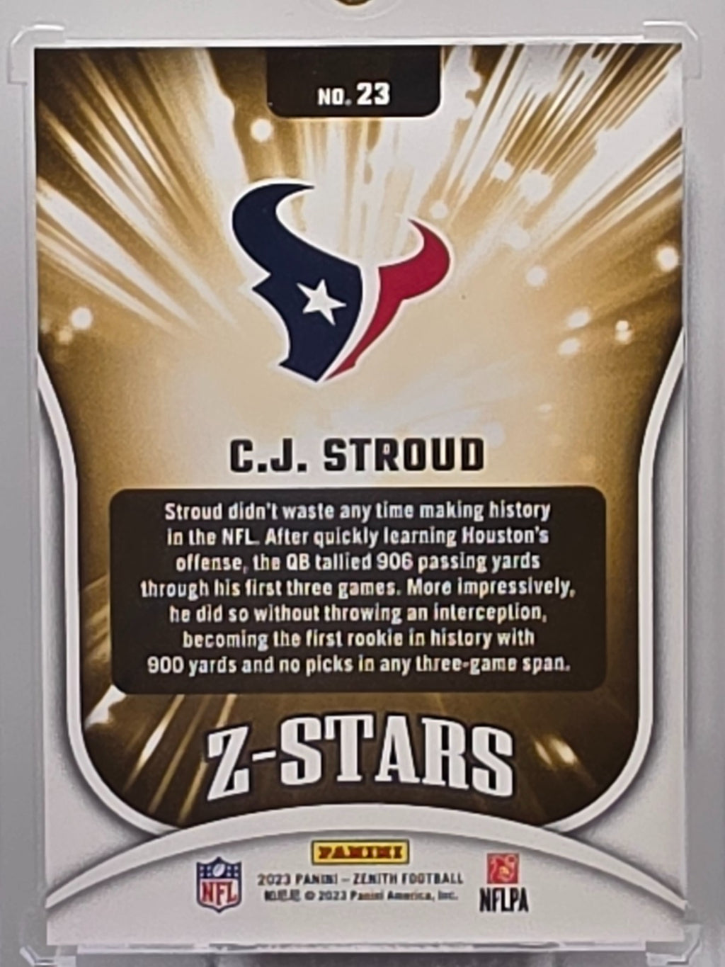 2023 Panini Zenith- CJ Stroud (RC) - Z-Stars Insert - #23