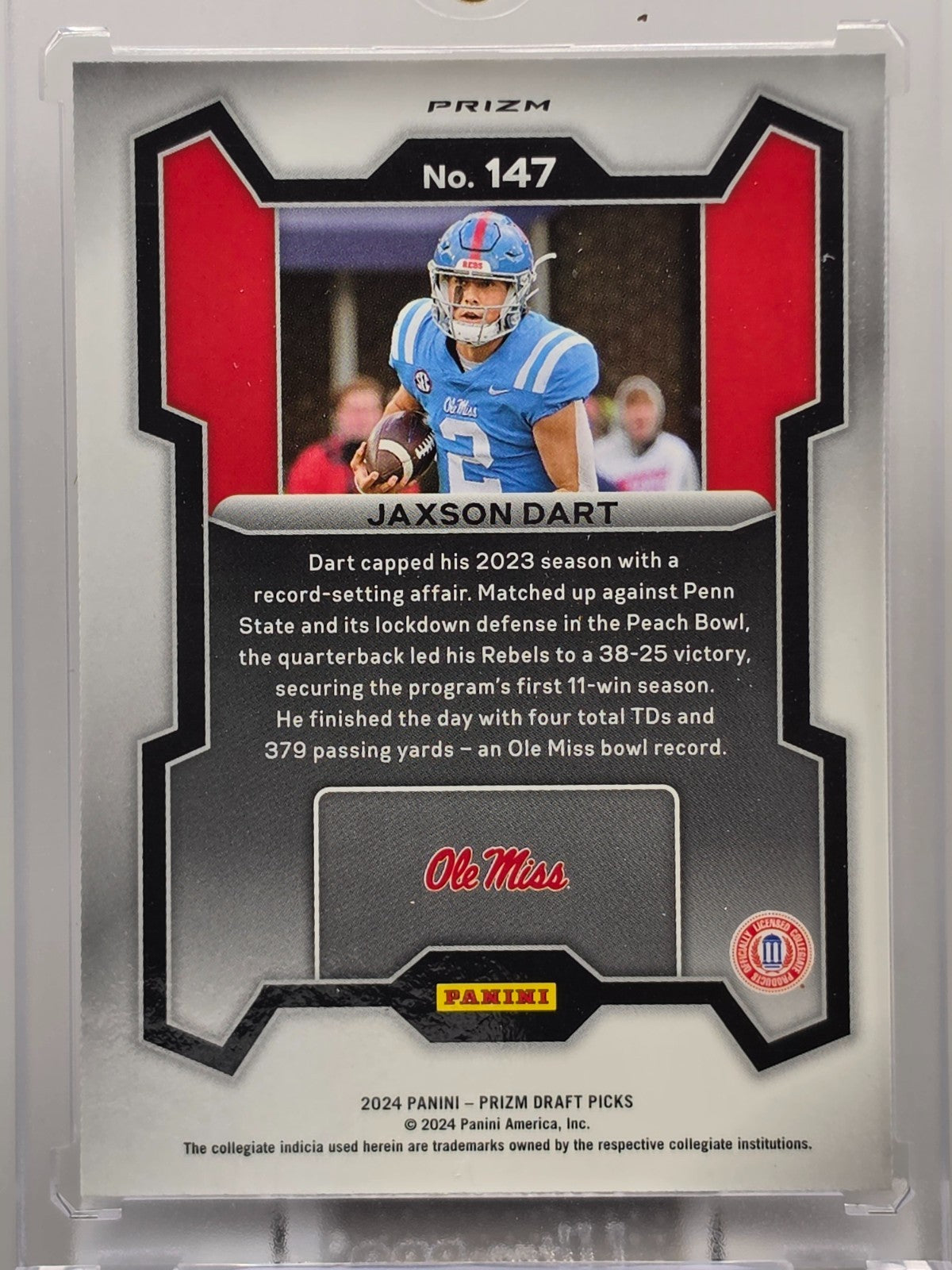 2024 Panini Prizm Draft Picks - Jaxson Dart - Rated Prospect - Purple Wave -#147