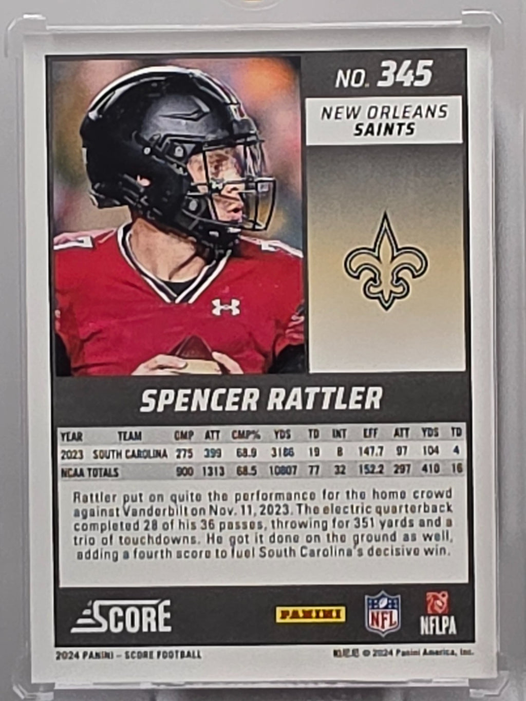 2024 Panini Score - Spencer Rattler (RC) - Extraterrestrial - #345