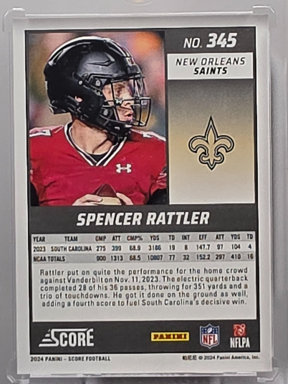 2024 Panini Score - Spencer Rattler (RC) - Extraterrestrial - #345