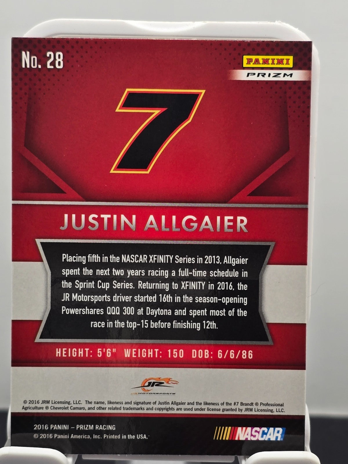2016 Prizm Racing - #28 Justin Allgaier - Red, White & Blue Prizm SP
