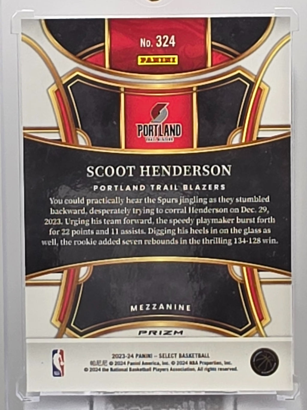 2023-24 Panini Select - Scoot Henderson (RC) - Blue Prizm - #324