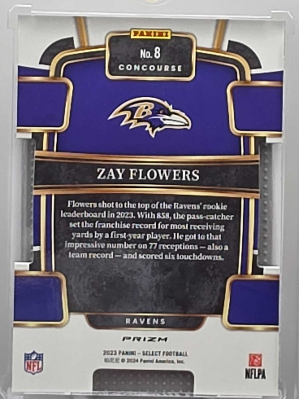 2023 Panini Select - Zay Flowers (RC) - Green & Yellow Die-Cut - #8