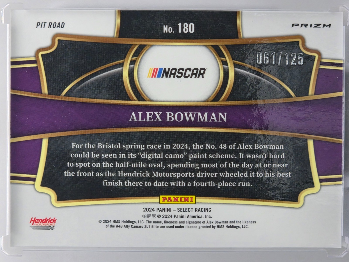 2024 Panini Select - Alex Bowman - Maroon Prizm /125 - #180 - Buy 3 Get 1