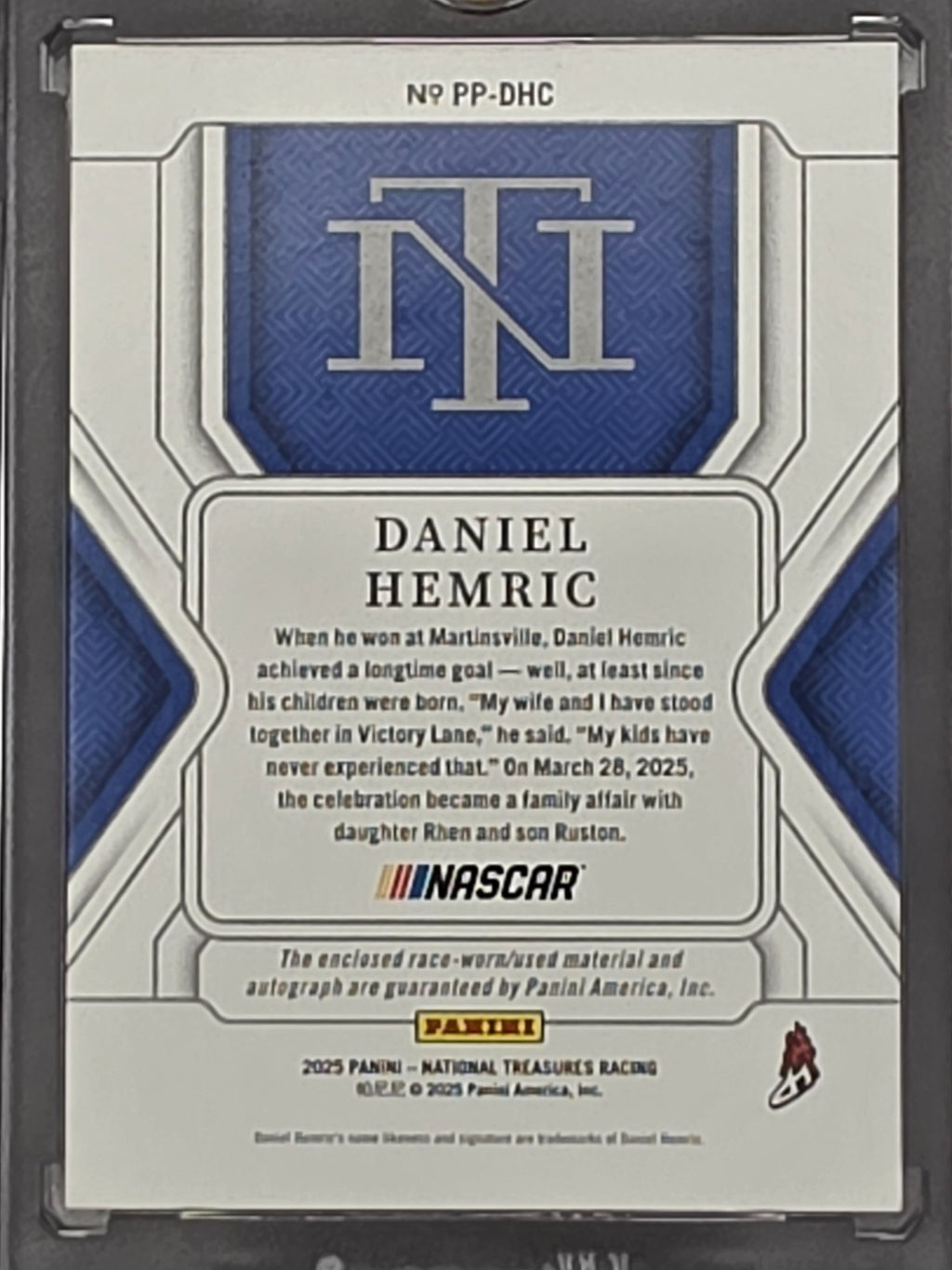 2025 National Treasures - Daniel Hemric - #PP-DHC FOTL /11