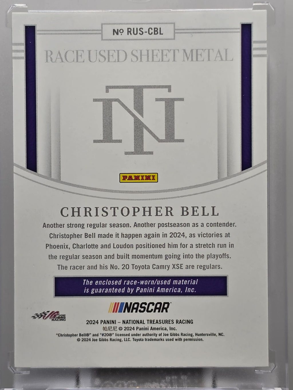 2024 National Treasures - Christopher Bell - Race Used Sheet Metal /25 #RUS-CBL