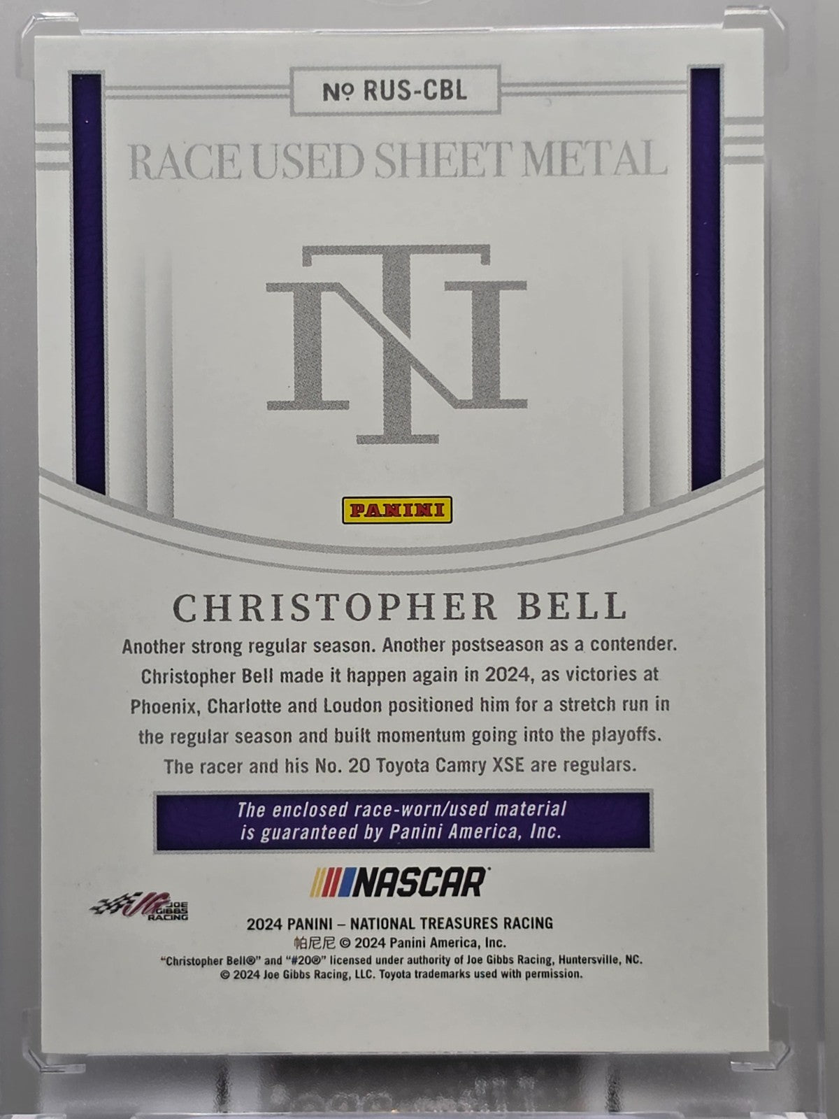 2024 National Treasures - Christopher Bell - Race Used Sheet Metal /25 #RUS-CBL
