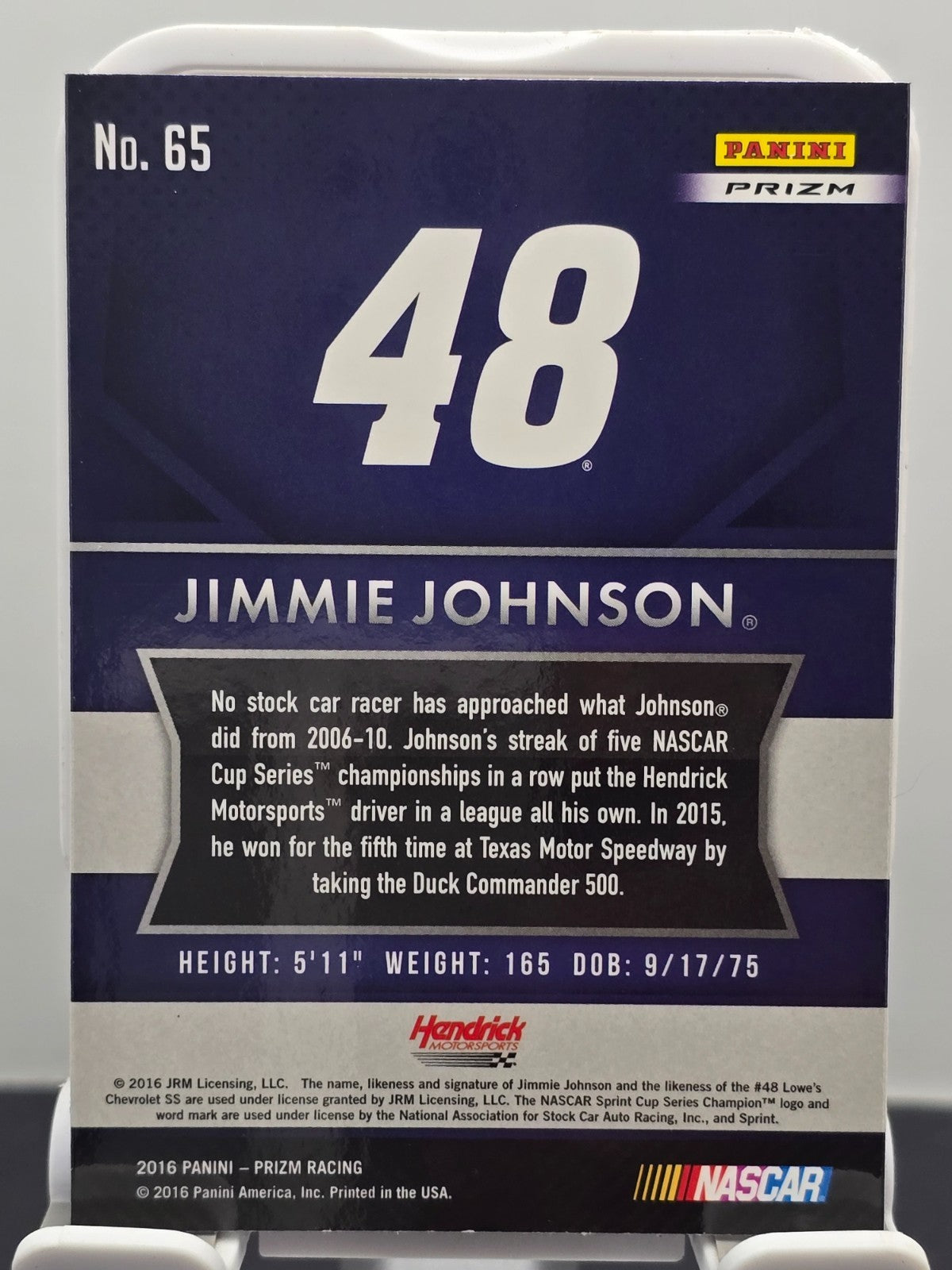 2016 Prizm Racing - #65 Jimmie Johnson - Red, White & Blue Prizm SP