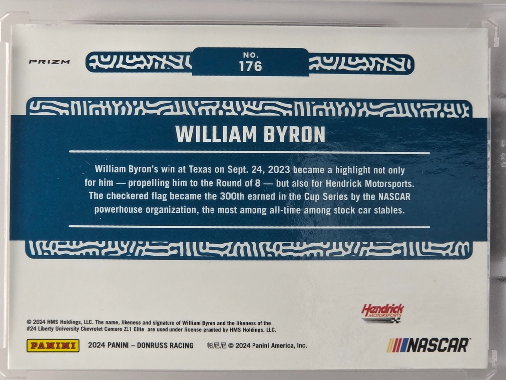 2024 Panini Donruss - William Byron - Orange Velocity - #176 - Buy 3 Get 1