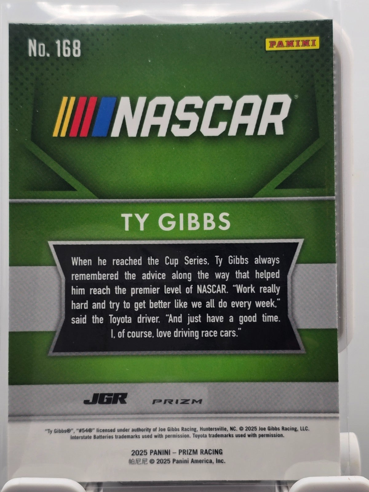 2025 Prizm Racing - Ty Gibbs -  Silver Throwback Prizm #168