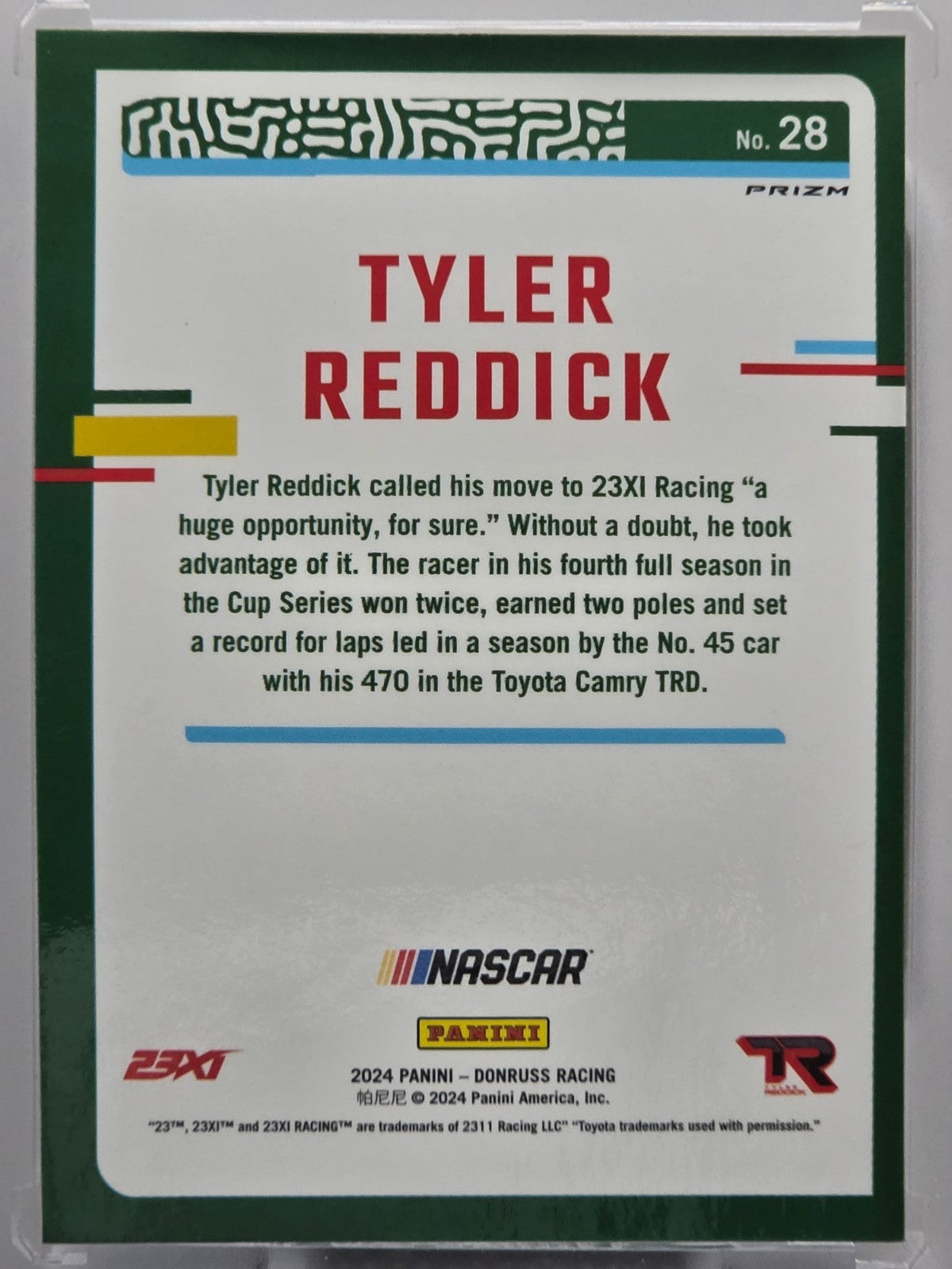 2024 Panini Donruss - Tyler Reddick - Blue Velocity - #28 - Buy 3 Get 1