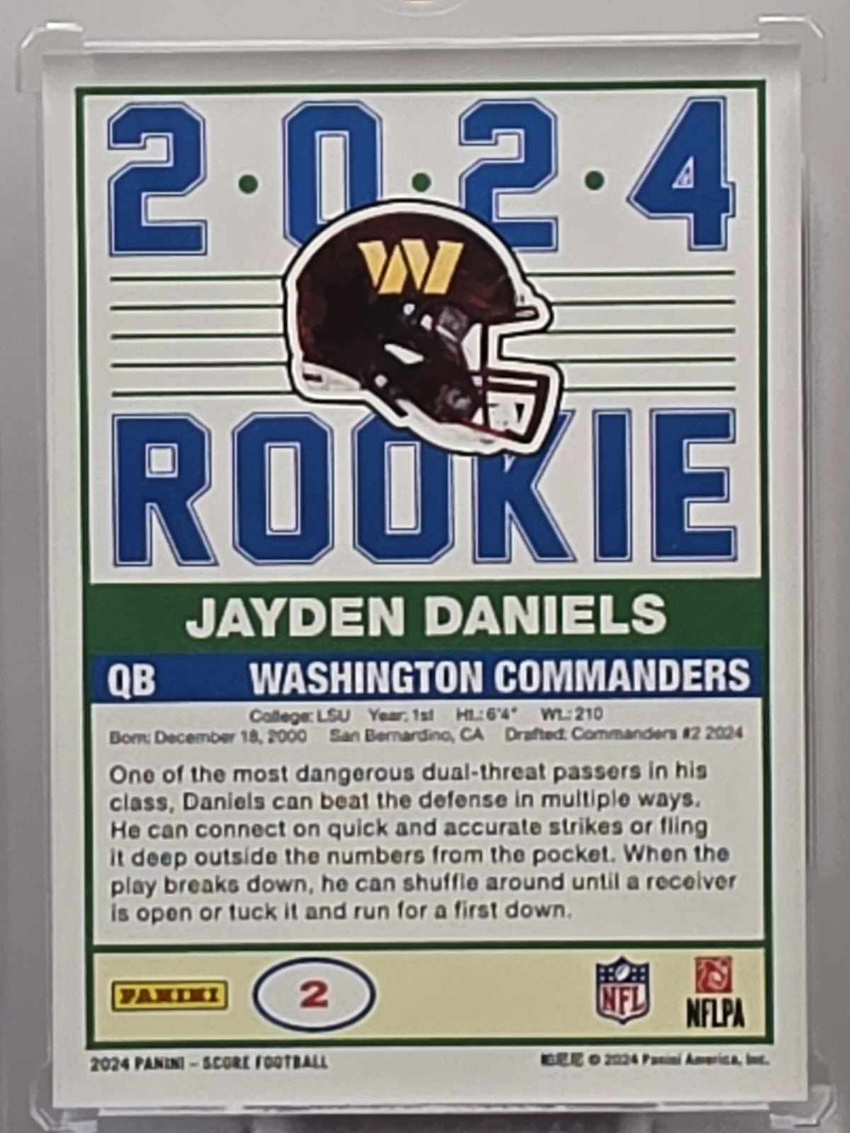 2024 Score -Jayden Daniels (RC) - Rookie Base - #2 **Buy 3 Get 1**
