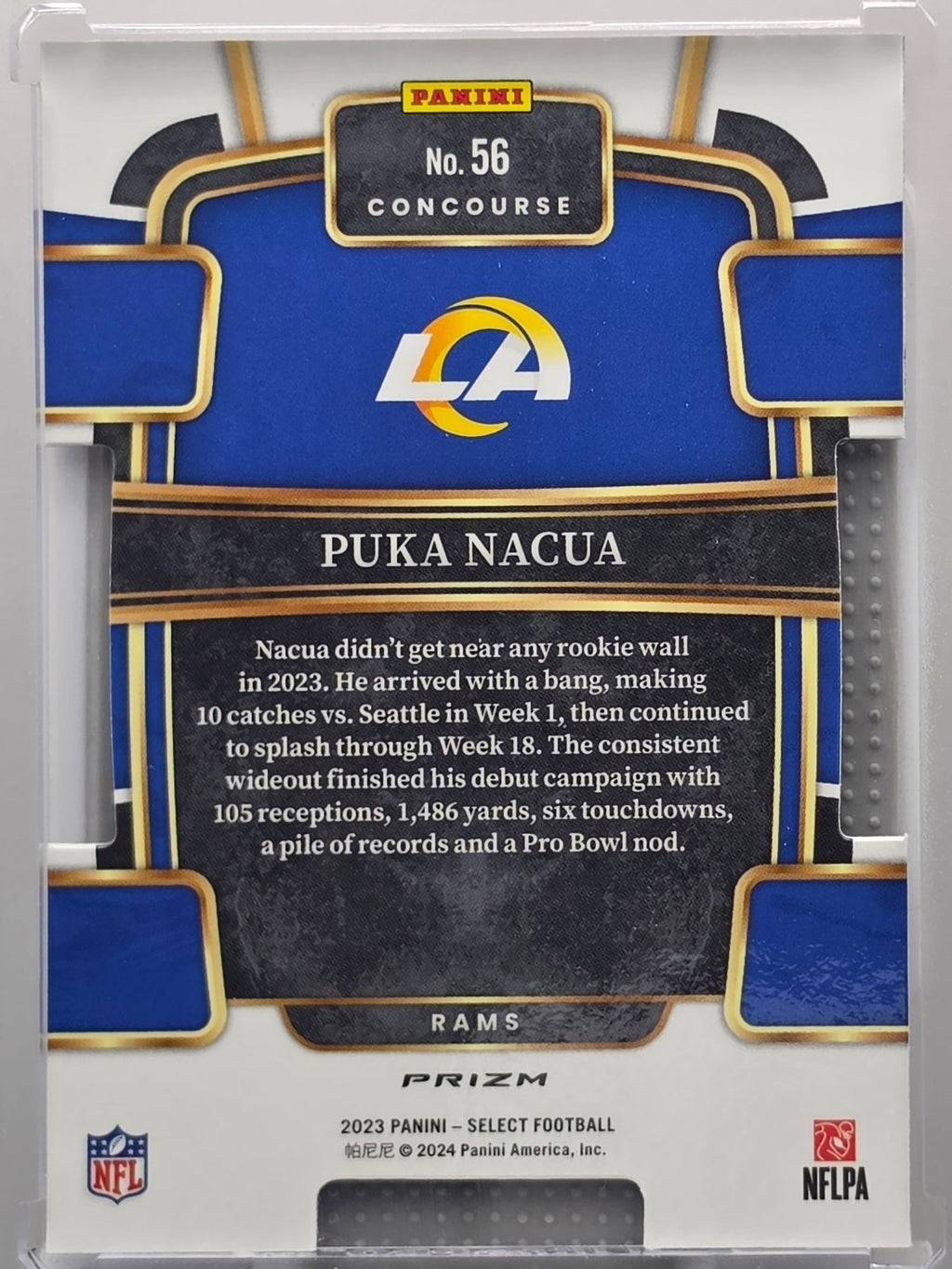 2023 Panini Select - Puka Nacua (RC) - Red & Blue Die-Cut - #56