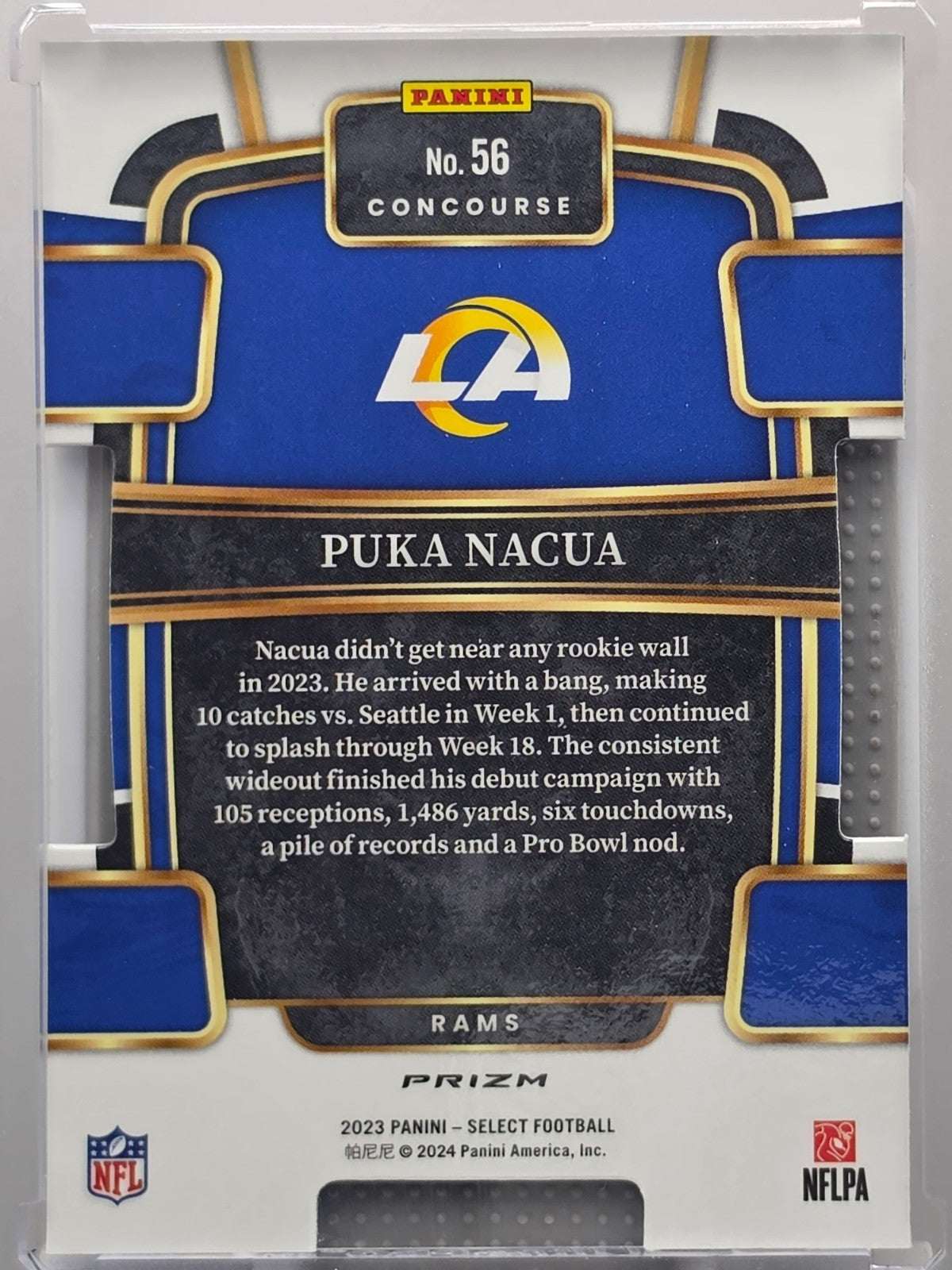 2023 Panini Select - Puka Nacua (RC) - Red & Blue Die-Cut - #56