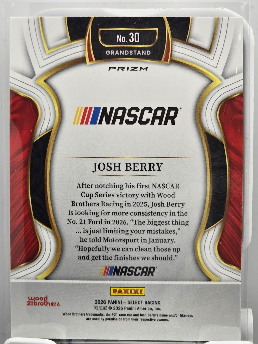 2026 Select Racing - #30 Josh Berry - Grandstand - Silver SP