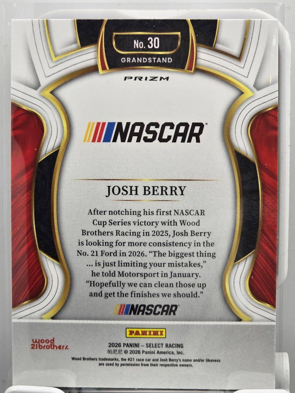 2026 Select Racing - #30 Josh Berry - Grandstand - Silver SP