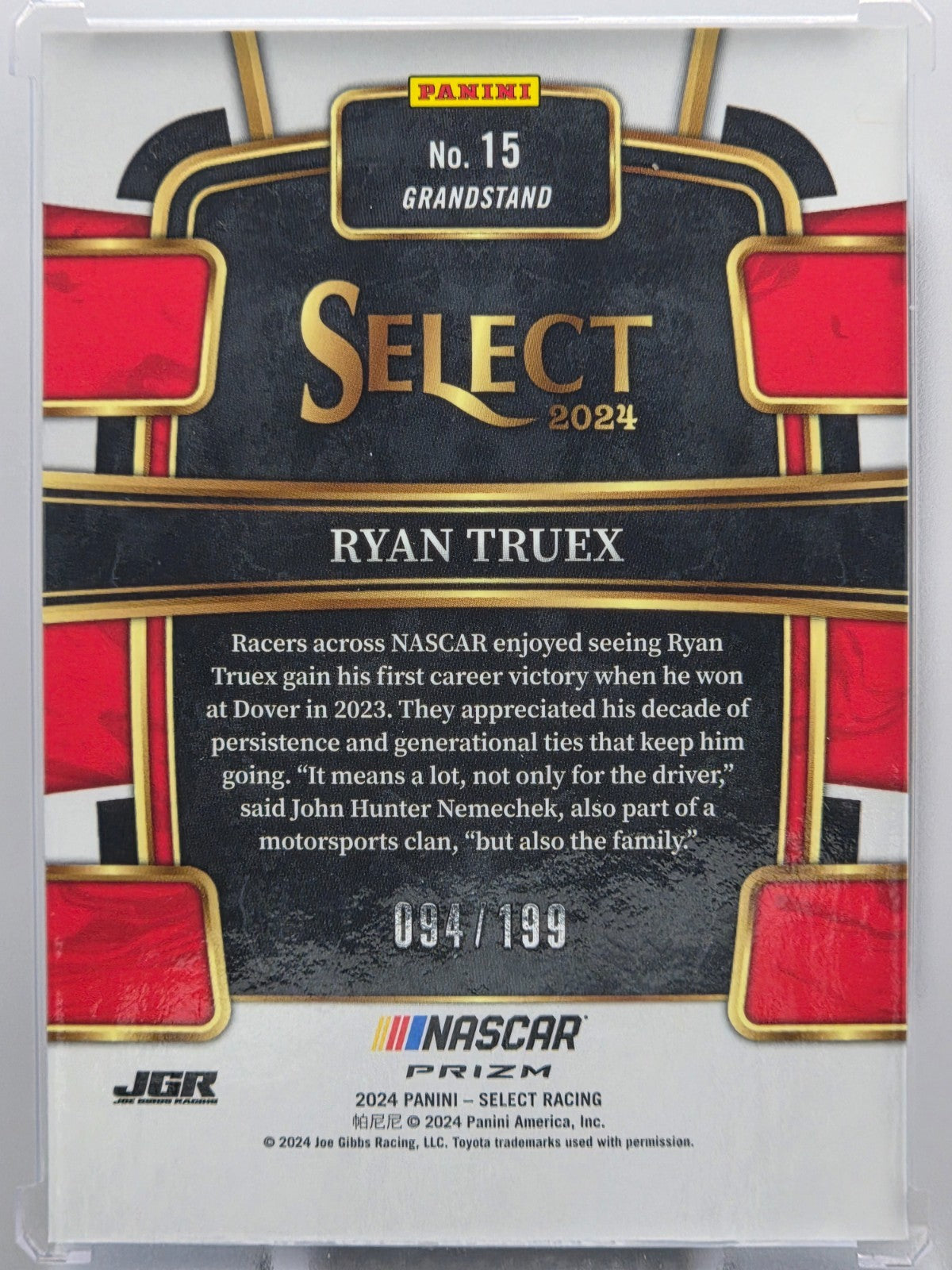 2024 Panini Select - Ryan Truex - Light Blue Prizm /199 - #15 - Buy 3 Get 1