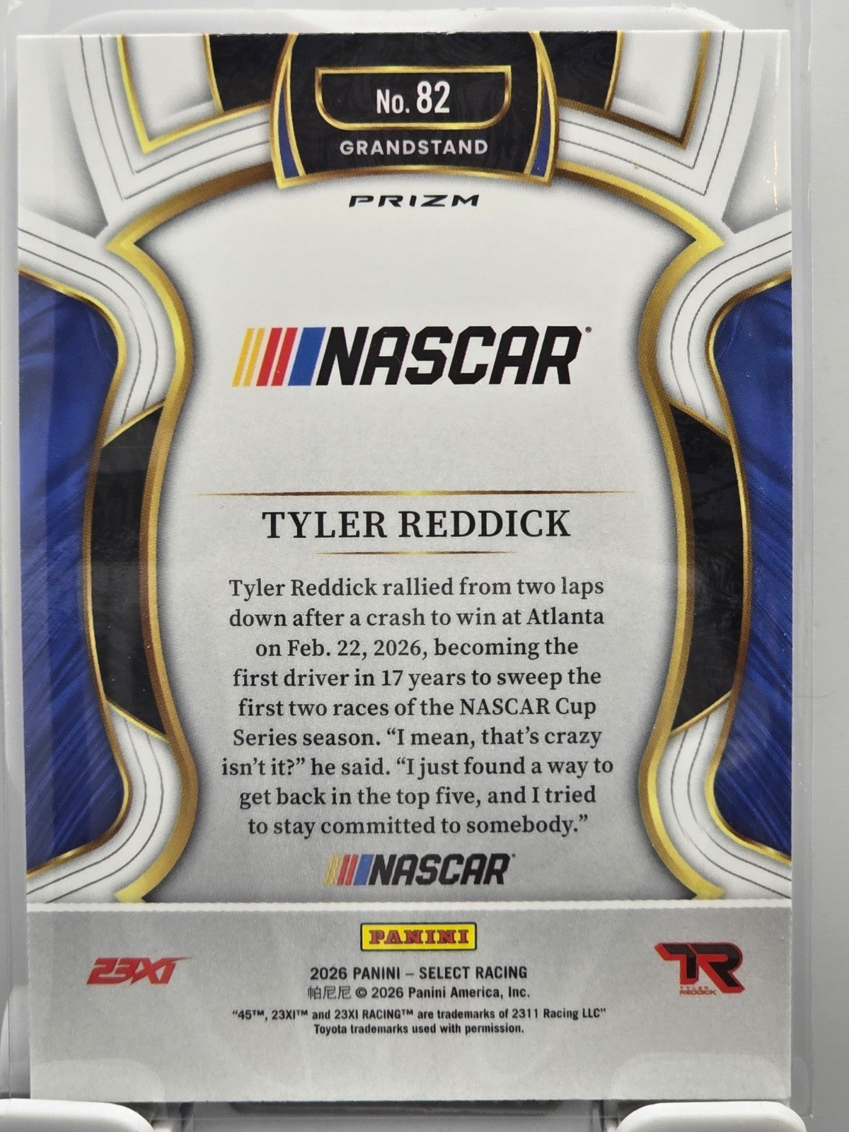 2026 Select Racing - #82 Tyler Reddick - Grandstand - Silver SP
