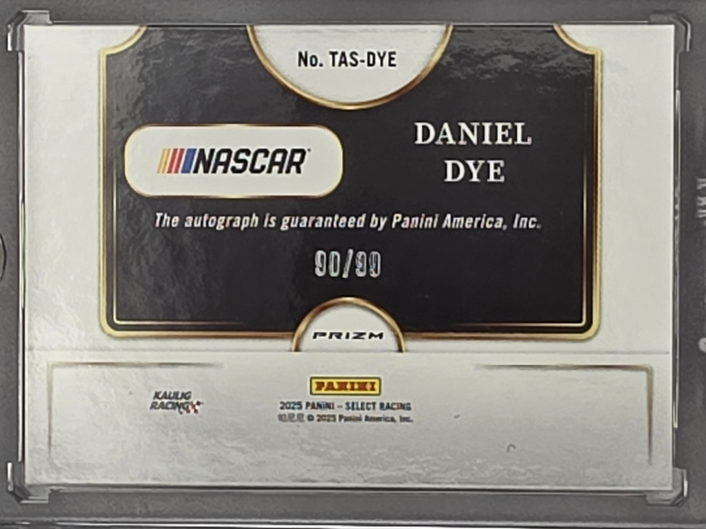 2025 Select Racing - Daniel Dye - Trackside Action - Blue /99 - #TAS-DYE