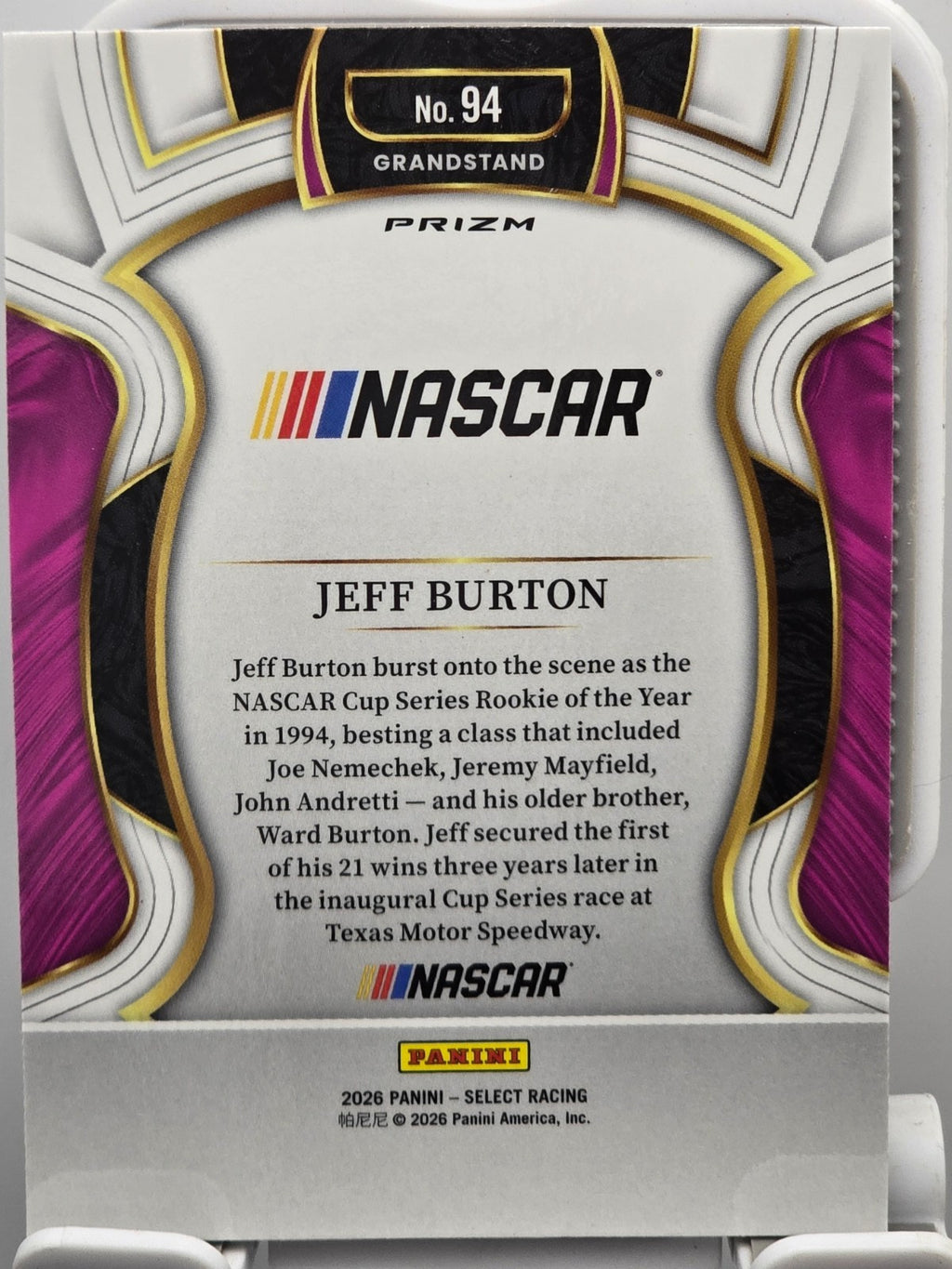 2026 Select Racing - #94 Jeff Burton - Grandstand - Silver SP
