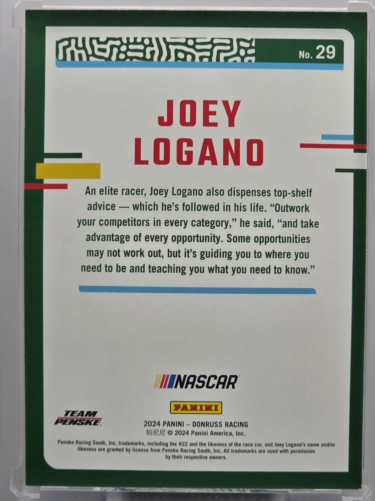 2024 Panini Donruss - Joey Logano - Blue /199 - #29 - Buy 3 Get 1