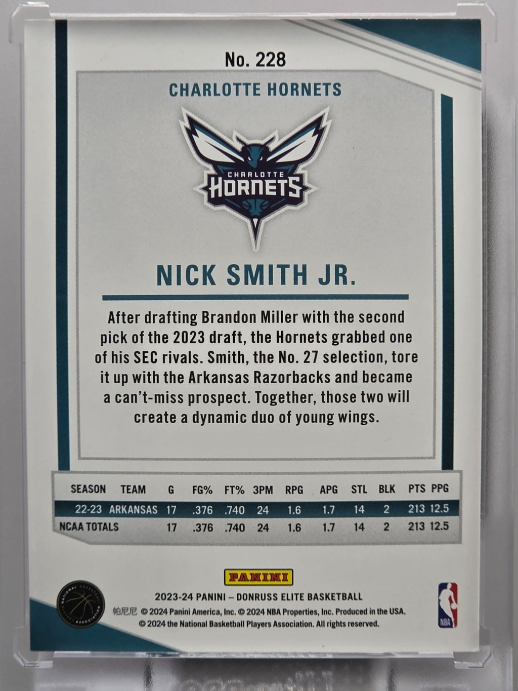 2023-24 Donruss Elite - Nick Smith Jr. (RC) - Red  - #228