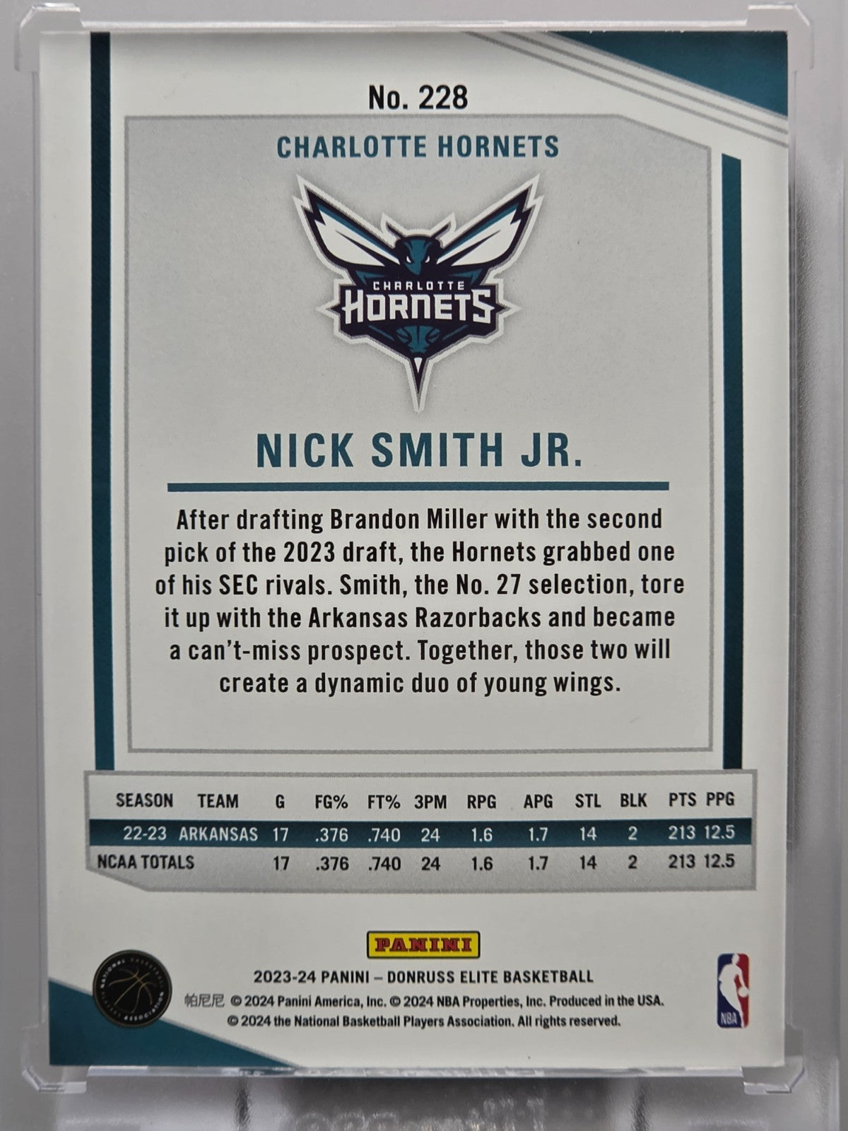 2023-24 Donruss Elite - Nick Smith Jr. (RC) - Red  - #228