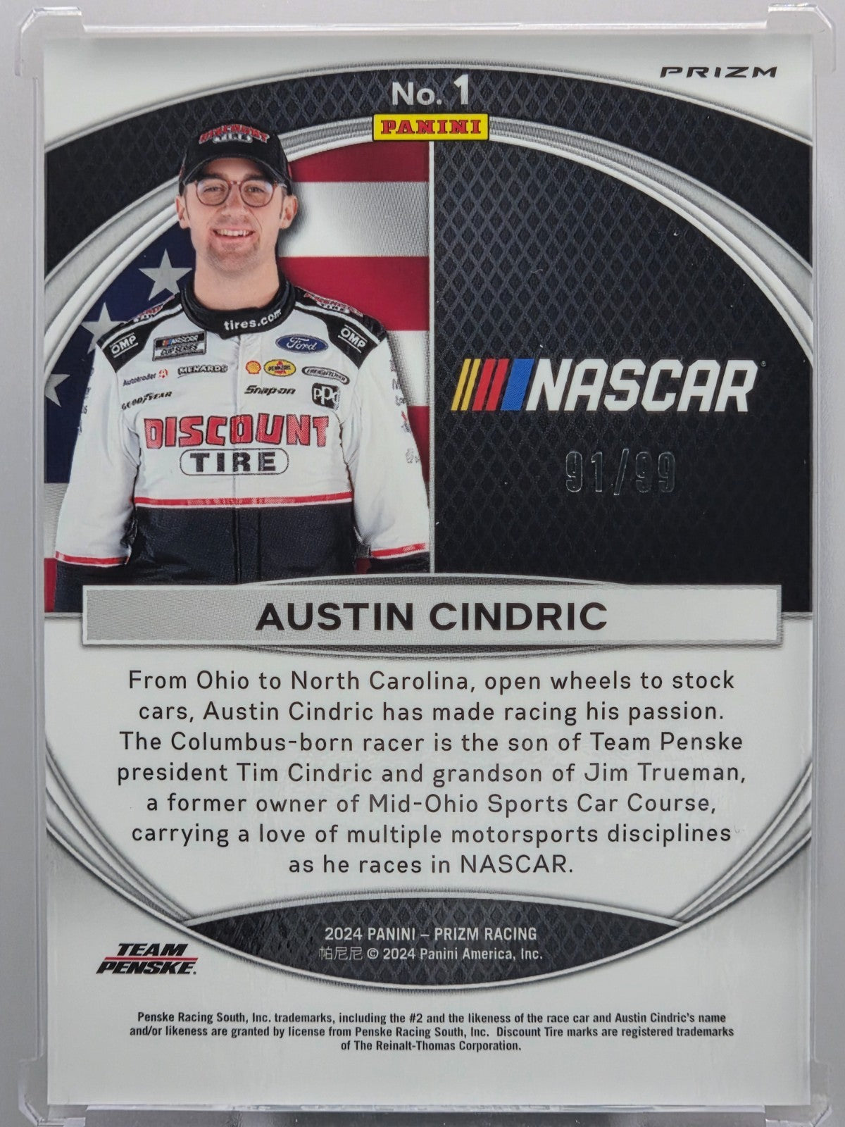 2024 Panini Prizm - Austin Cindric - National Pride Red /99 - #1 - Buy 3 Get 1