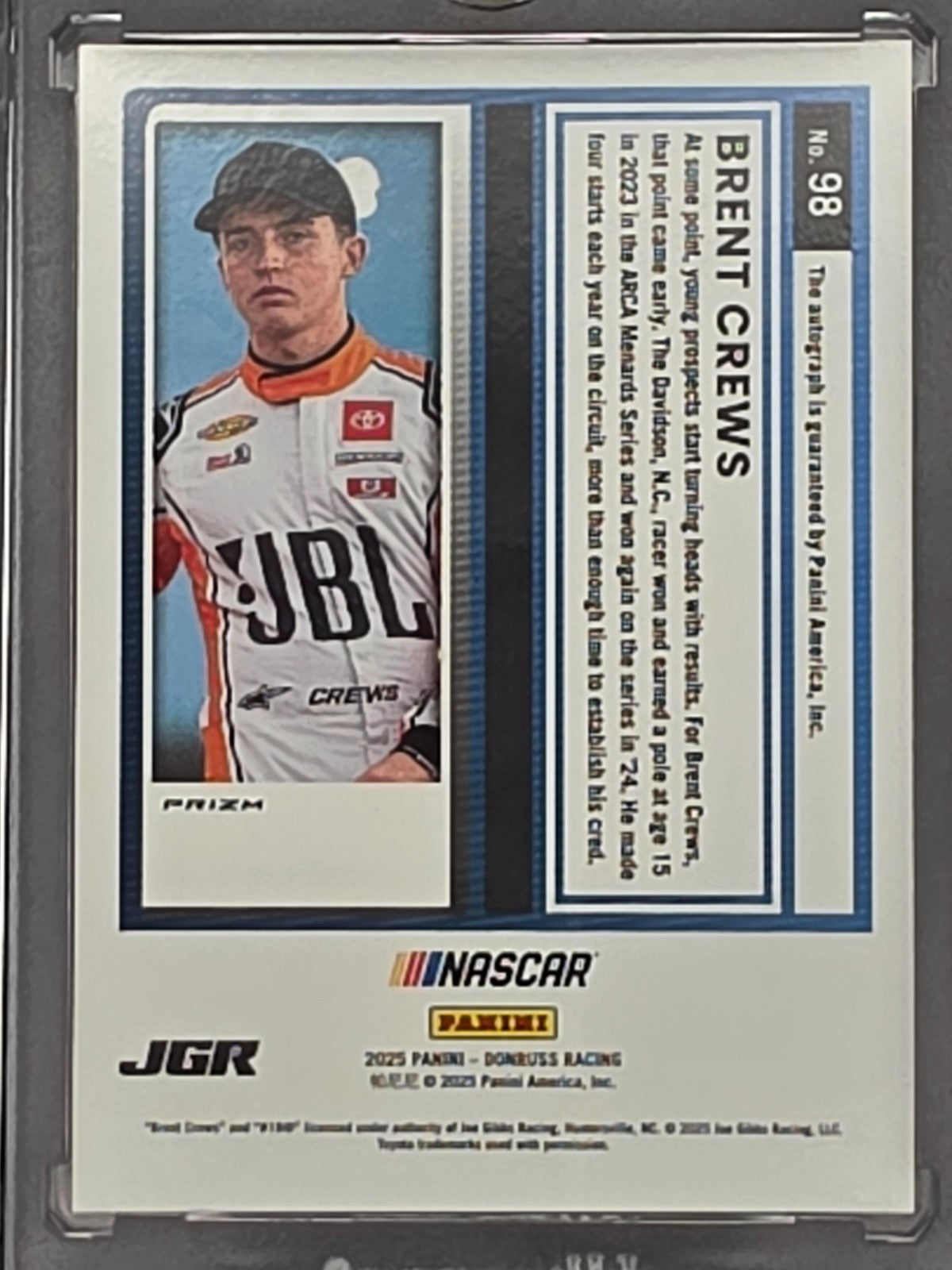 2025 Donruss Optic NASCAR - Brent Crews (RC) - Silver Rookie Autograph - #98