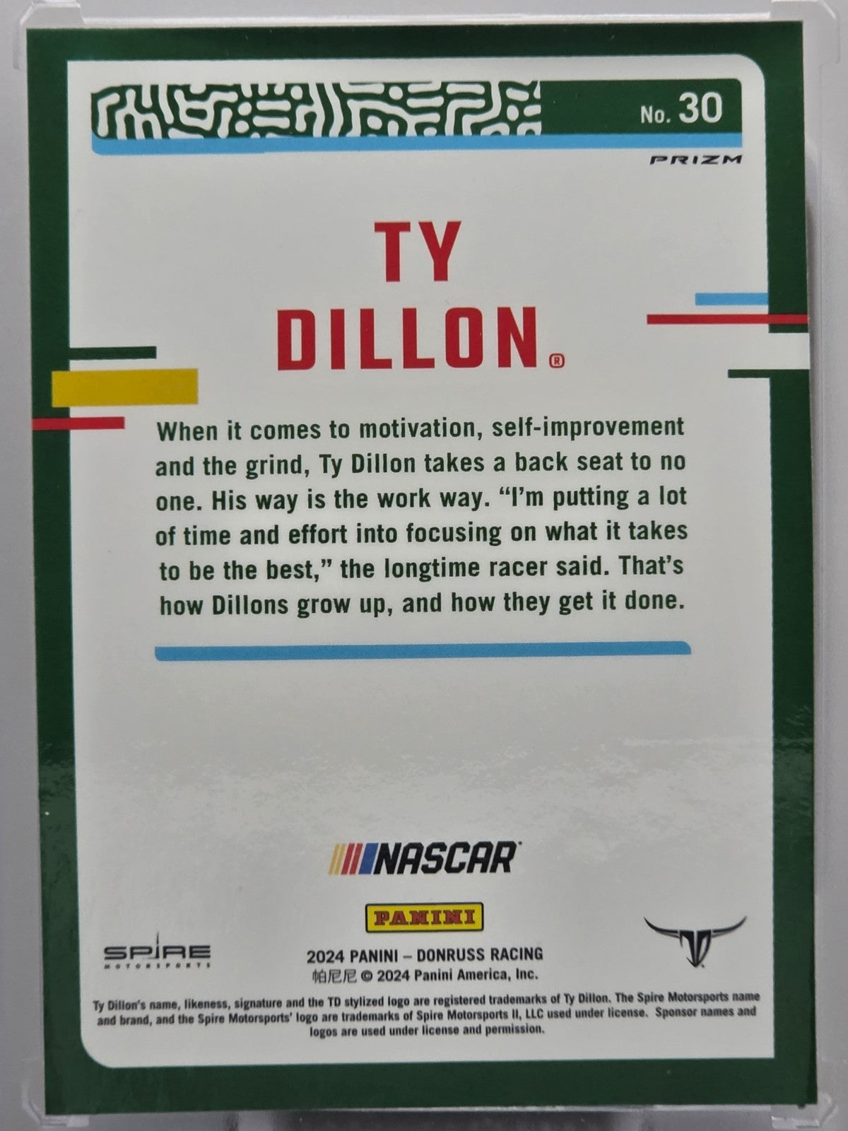 2024 Panini Donruss   Ty Dillon   Blue Velocity   #30   Buy 3 Get 11