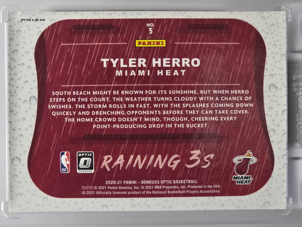 2020-21 Donruss Optic - Tyler Herro - Raining 3's Blue Hyper - #3