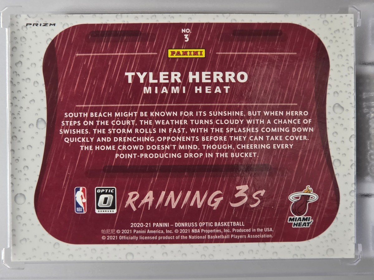 2020-21 Donruss Optic - Tyler Herro - Raining 3's Blue Hyper - #3