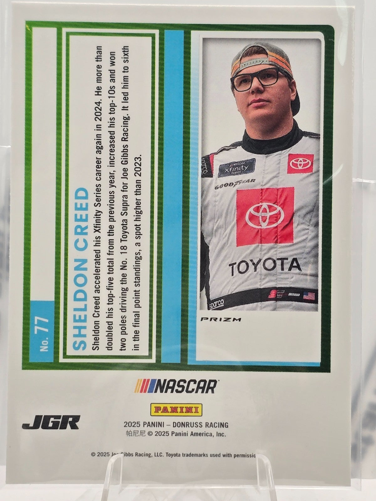 2025 Donruss Optic NASCAR Racing - #77 Sheldon Creed - Blue Velocity Prizm