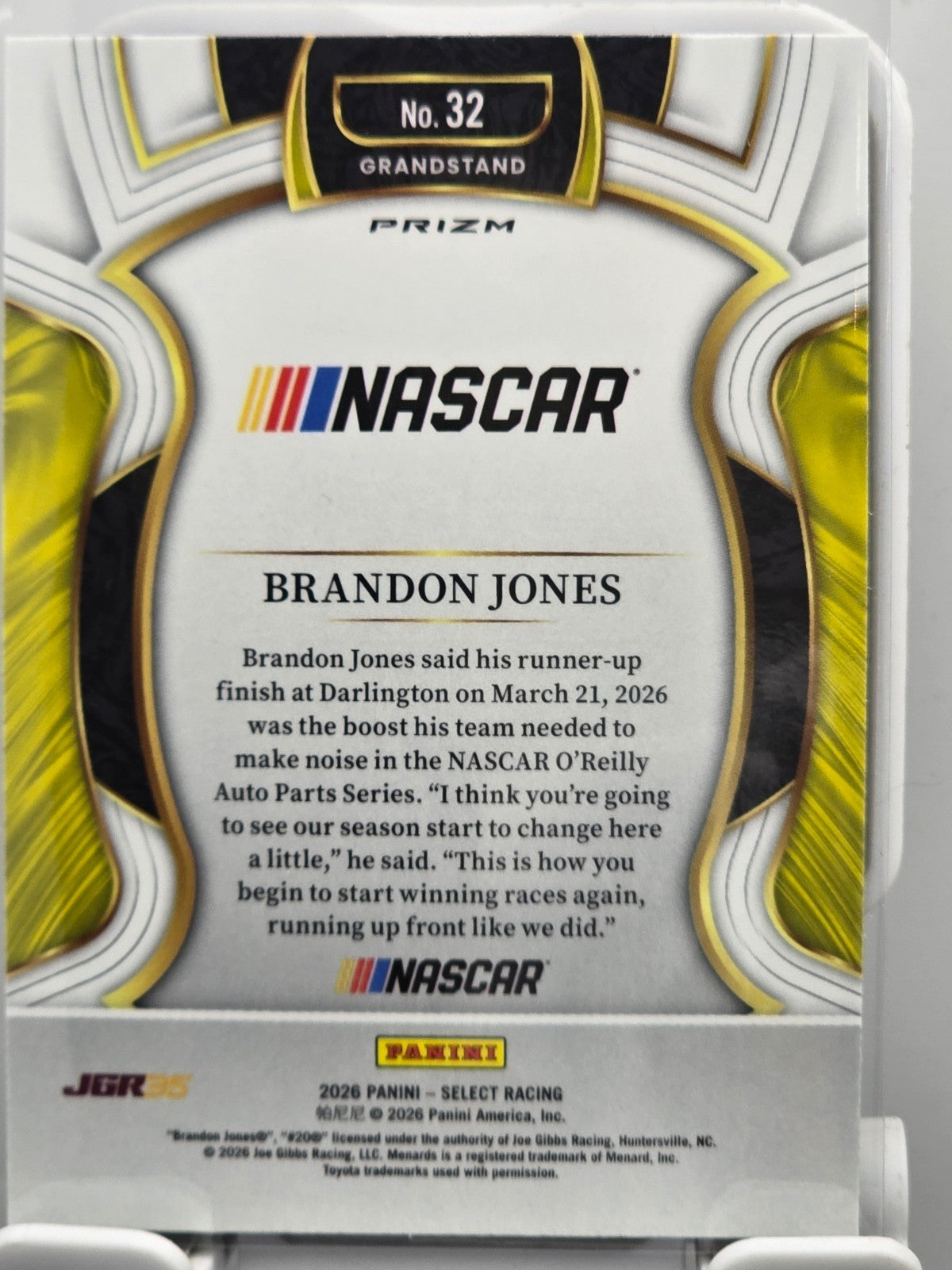 2026 Select Racing - #32 Brandon Jones - Grandstand - Silver SP