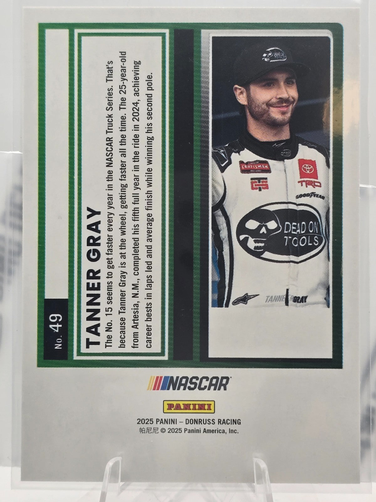 2025 Panini Donruss Racing - #49 Tanner Gray - Carolina Blue /249