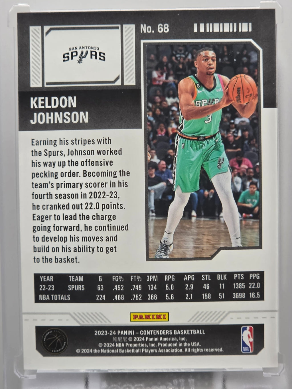 2023-24 Panini Contenders - Keldon Johnson - Purple /199 - #68