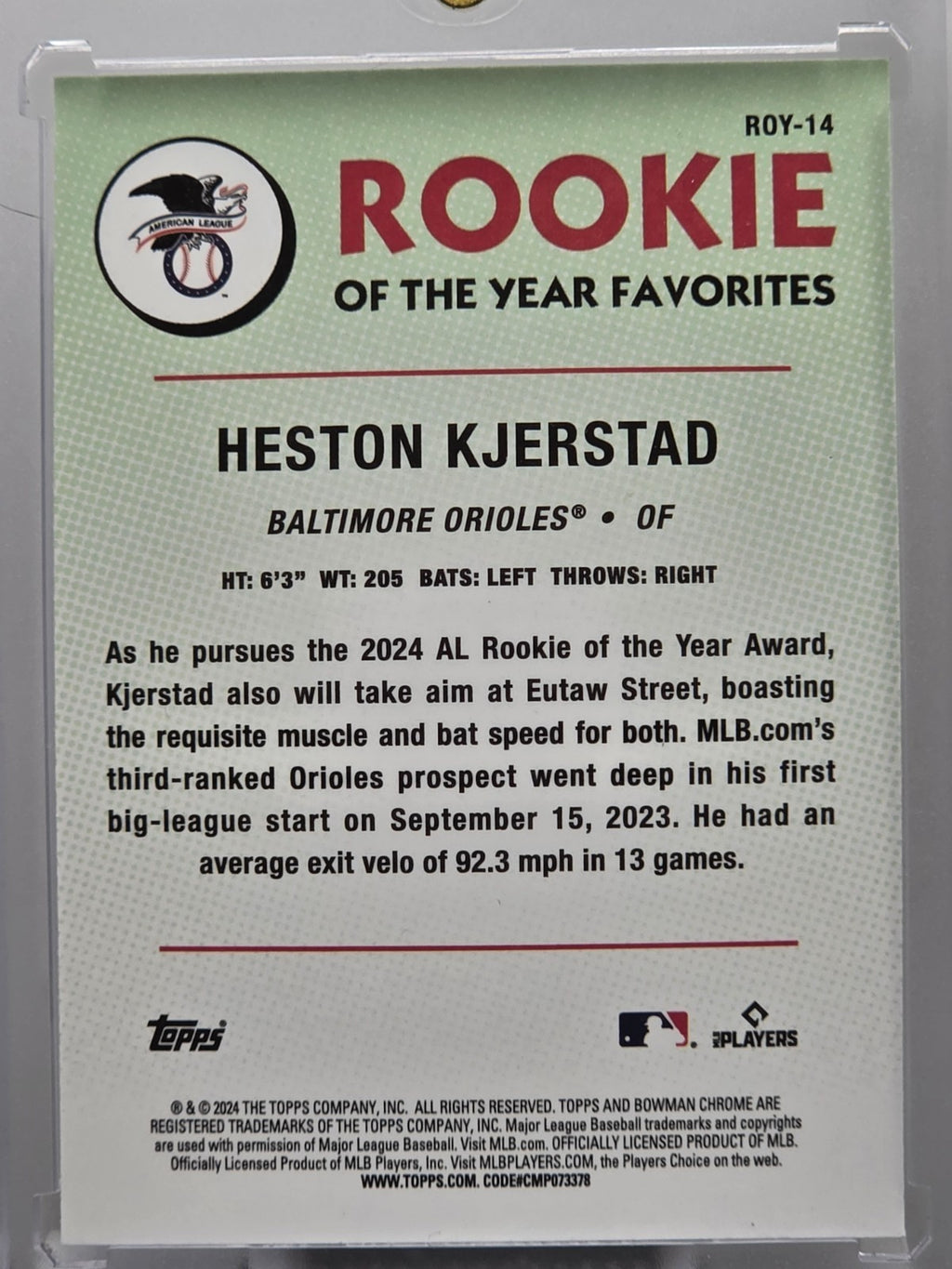 2024 Bowman Chrome - Heston Kjerstad (RC) - ROY Favorites - Mojo - #ROY-14