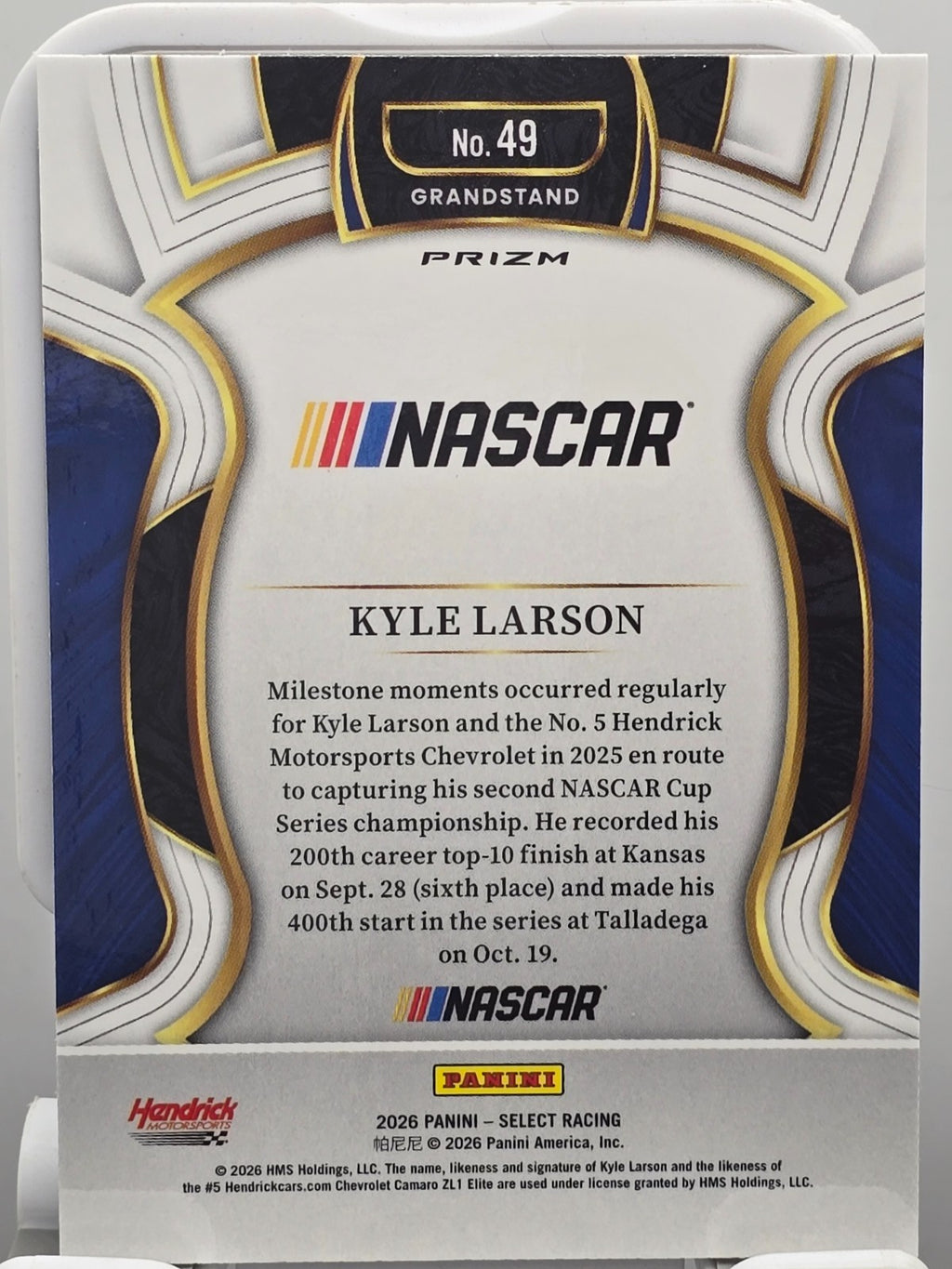 2026 Select Racing - #49 Kyle Larson - Grandstand - Silver SP